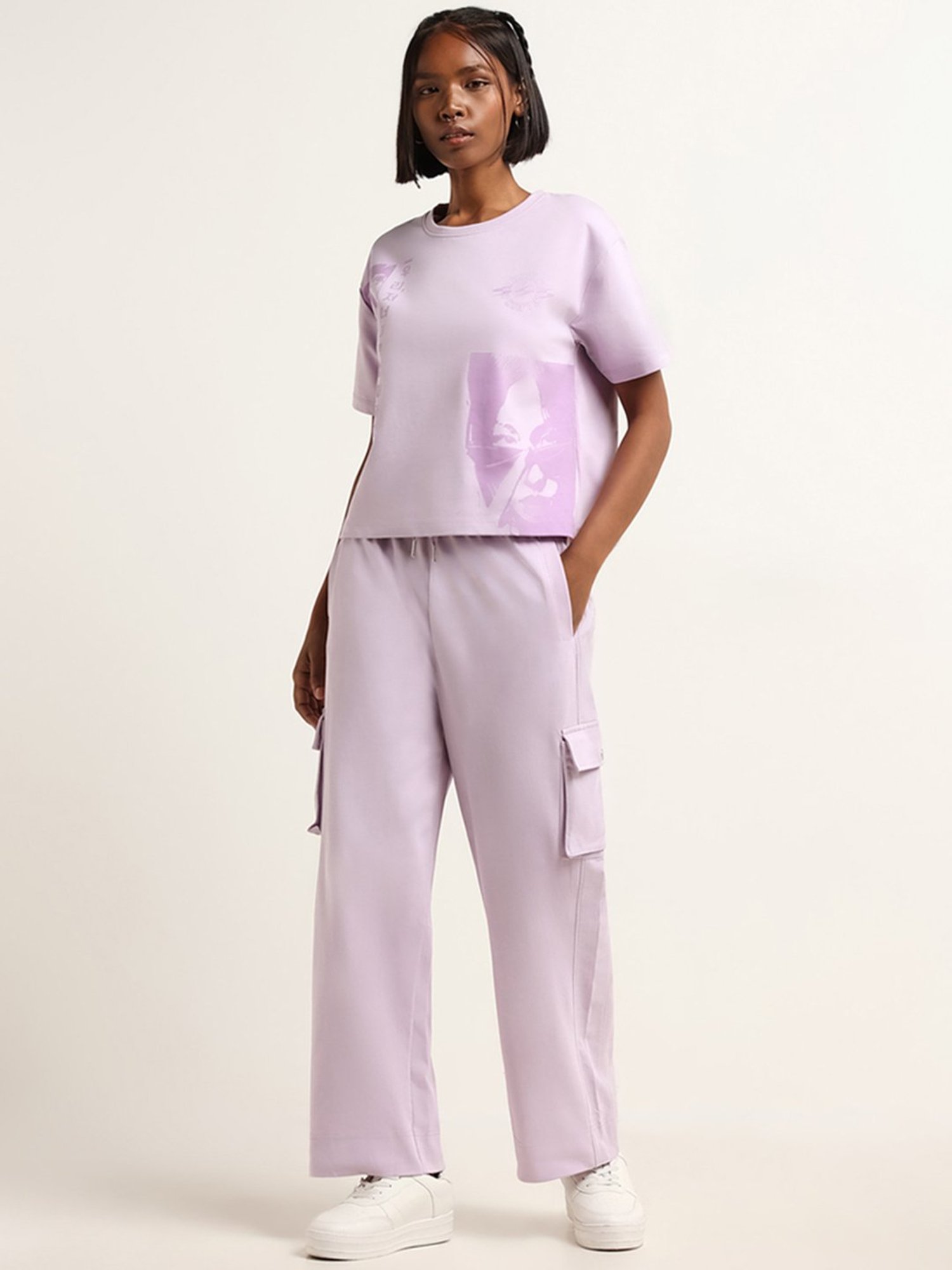 Studiofit by Westside Lilac Mid Rise Loose Fit Track Pants