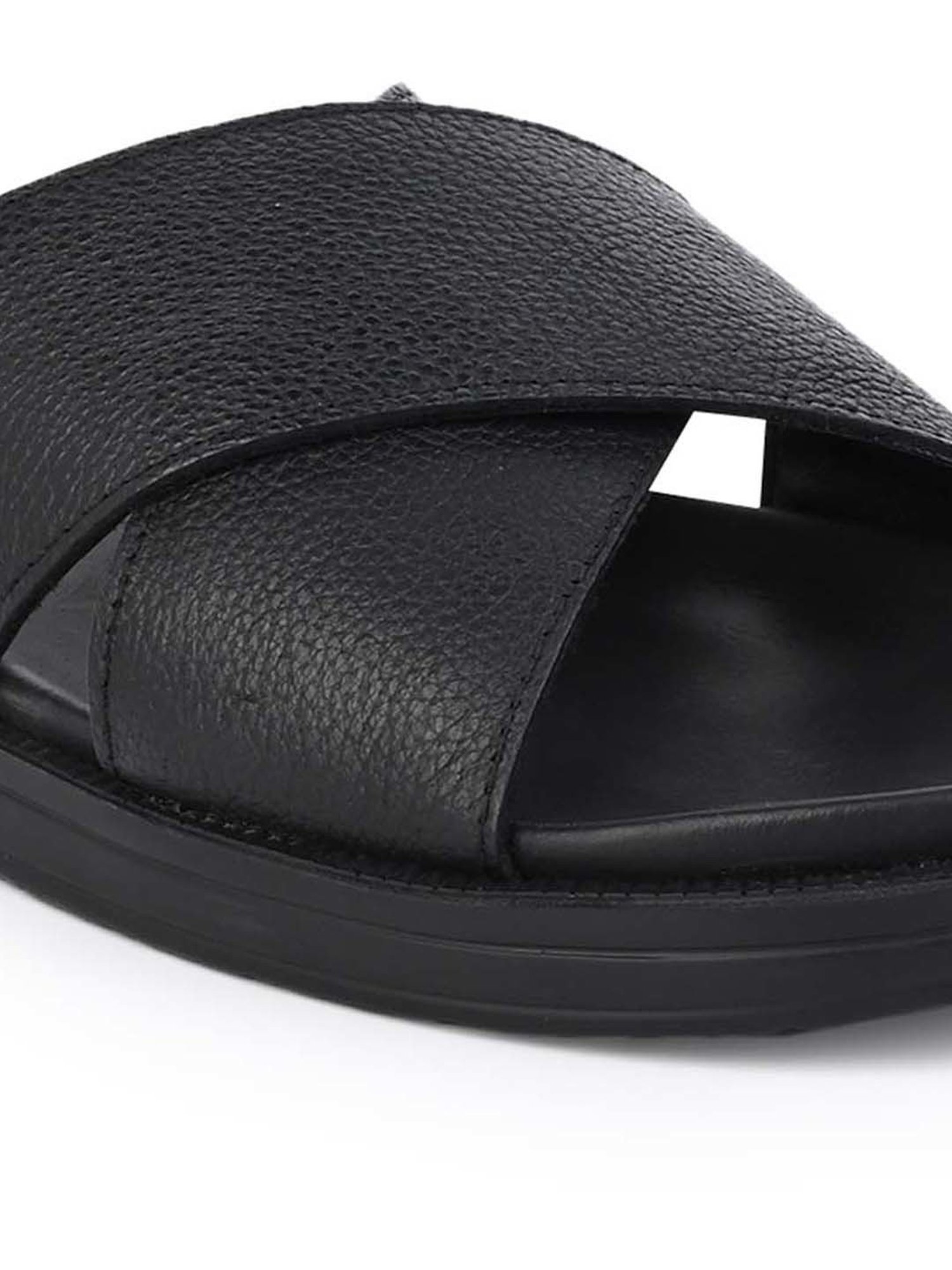 Alberto Torresi 
 Men's Black Cross Strap Sandals