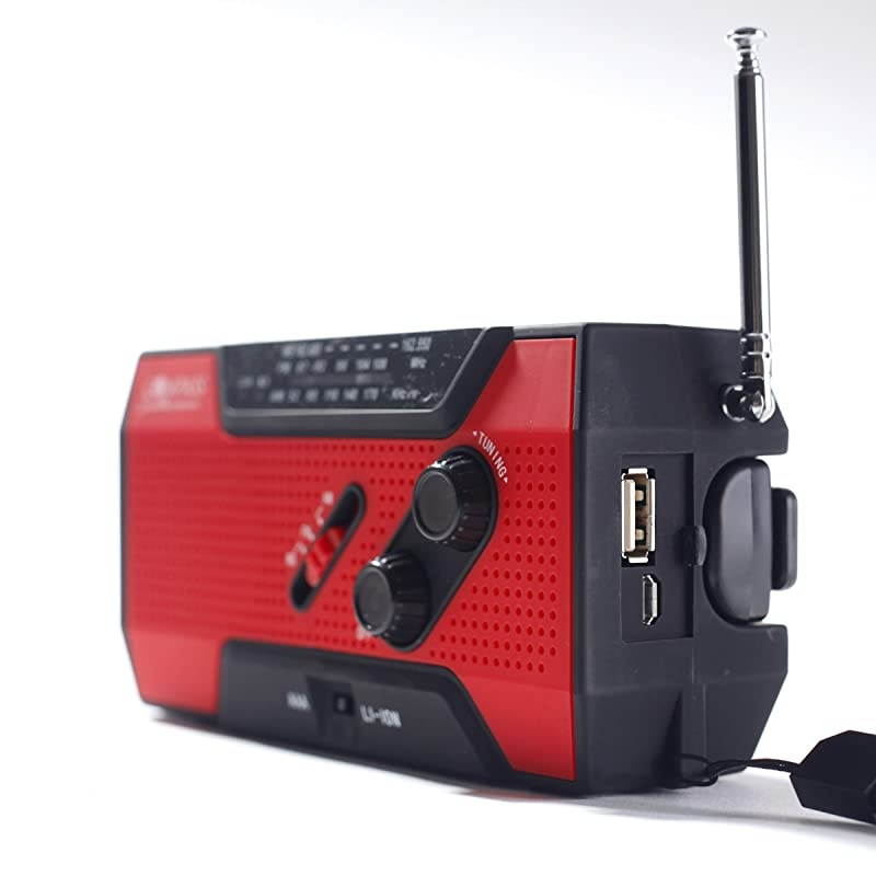 Hand Crank AM FM Radio Emergency NOAA Weather Radio + USB 2000mAh Power Bank Phone Charger amp LED Flashlight wSOS Bonus Survival Paracord Bracelet Magnesium Flint Fire Starter Compass Whistle