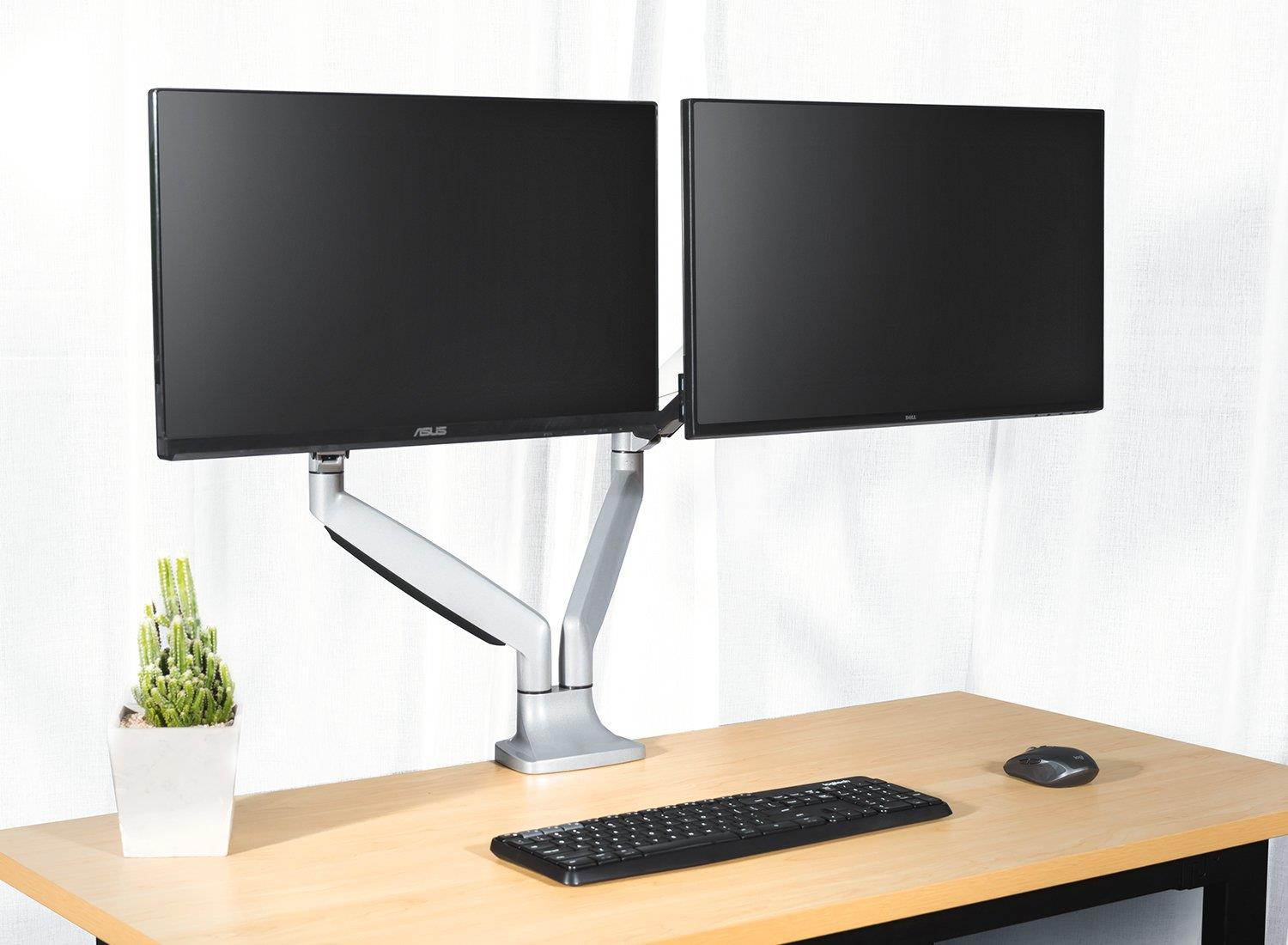 EleTab Dual Monitor Mount Stand Full Motion Swivel Fits for 2 Computer Screens 13" to 32" Gas Spring LCD Arm