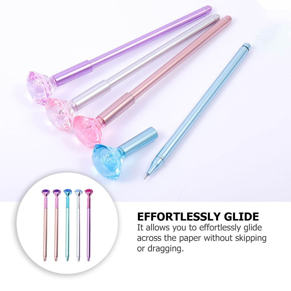 5pcs Black Refill Gel Pens Diamond Design Writing Pen Stationery Pen for Student