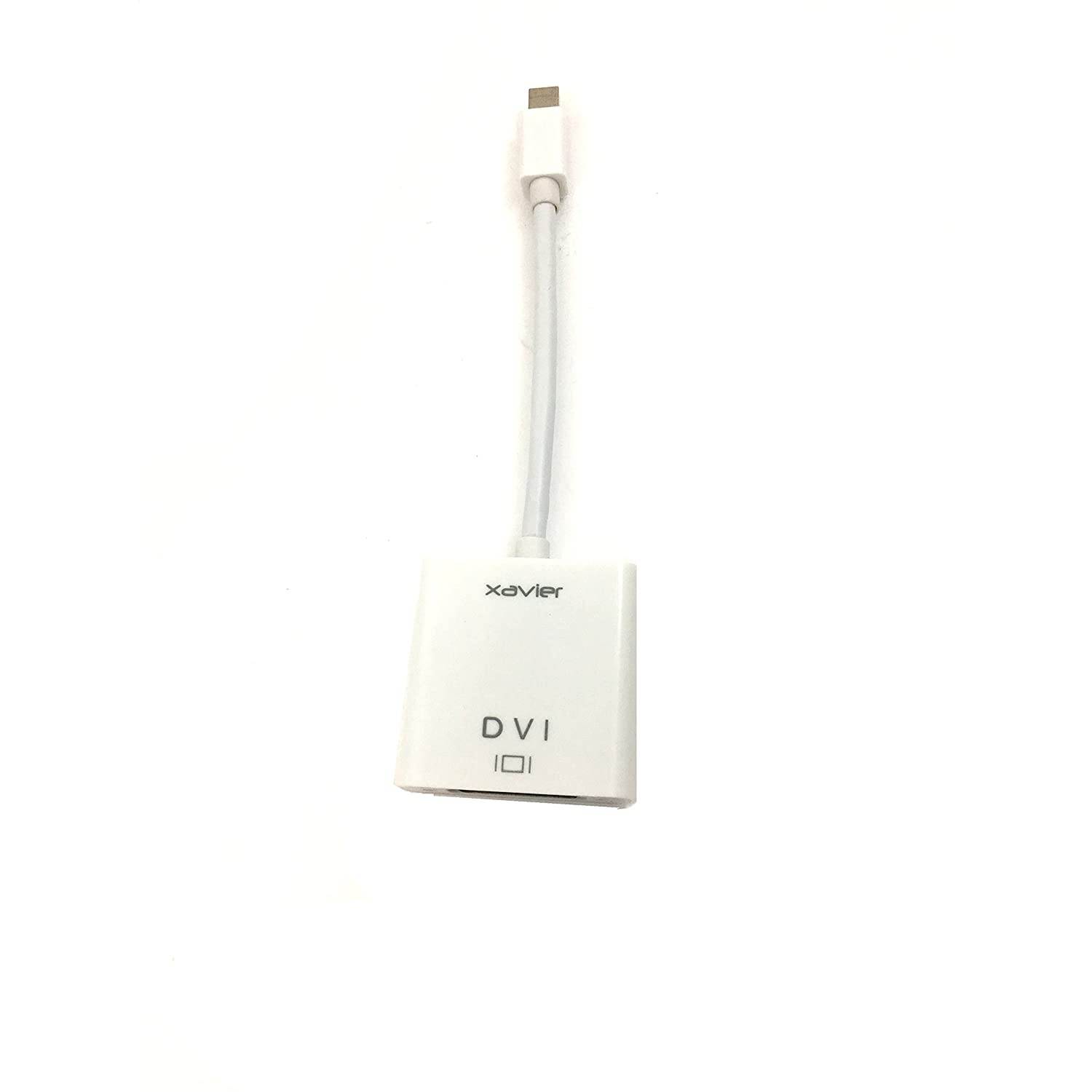 Xavier MDP-DVI Thunderbolt Video for Apple to DVI Female Adapter, 6", Adapts Mini DisplayPort, White