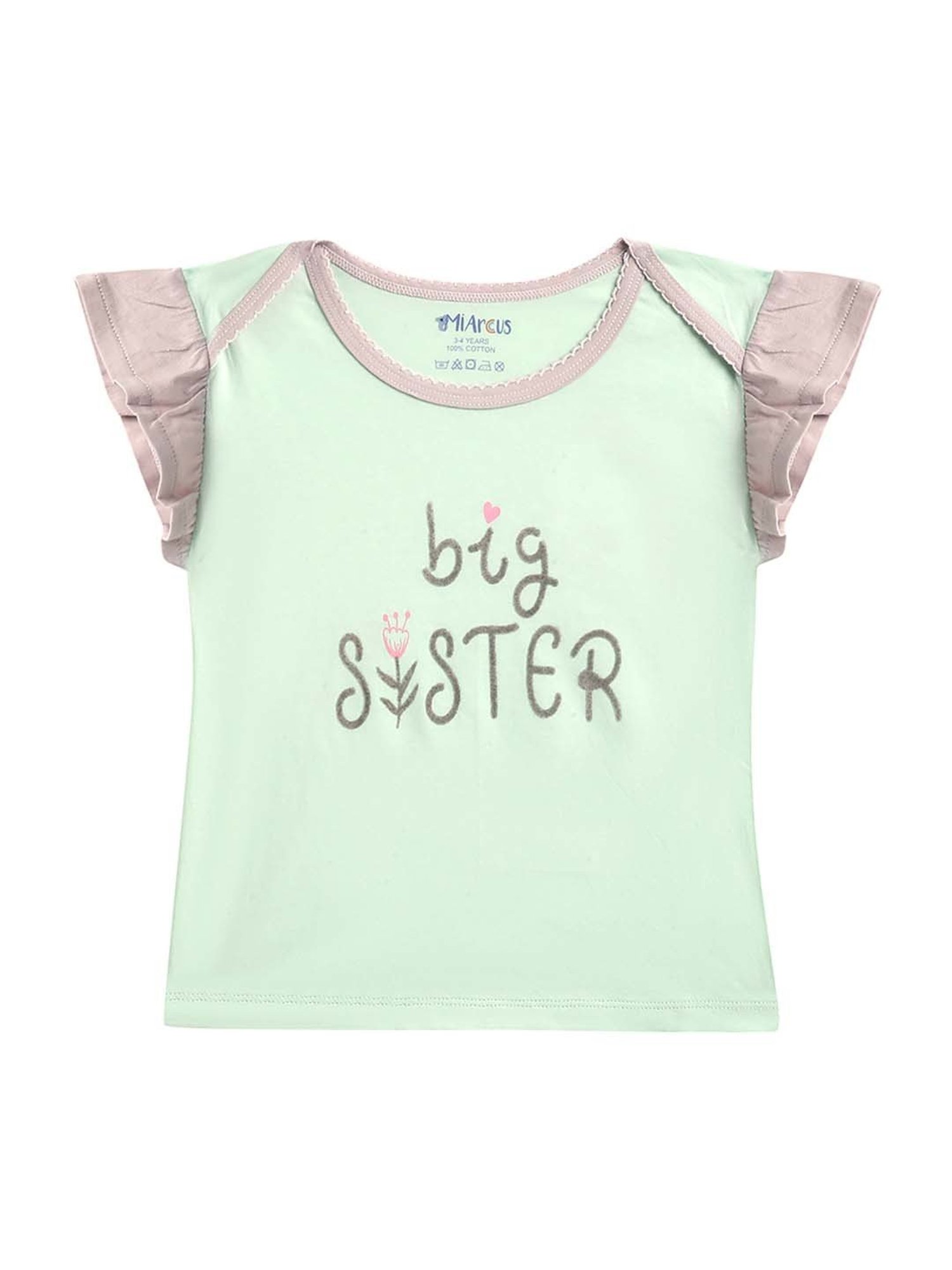 MiArcus Kids Green & Grey Cotton Printed Top