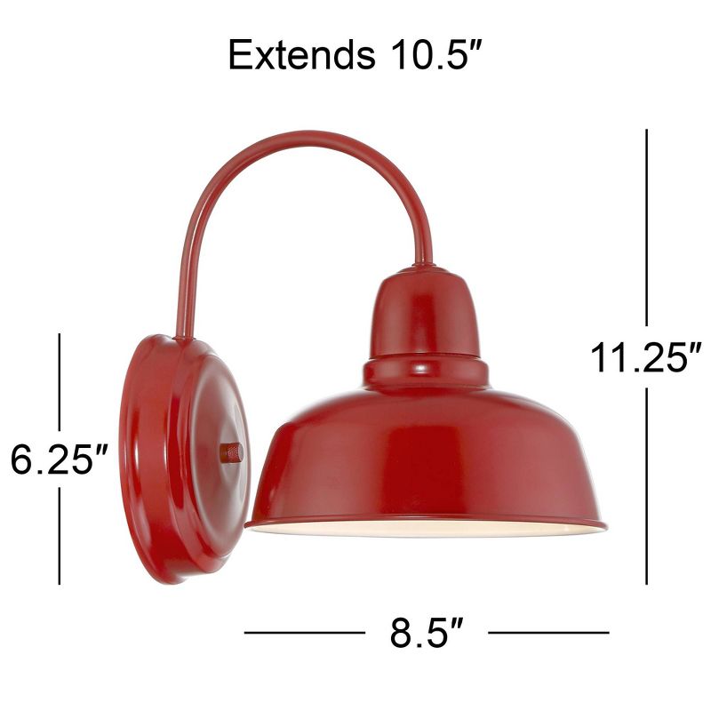 John Timberland Farmhouse Outdoor Wall Light Fixture Urban Barn Red Steel Gooseneck 11 1/4" for Exterior House Porch Patio