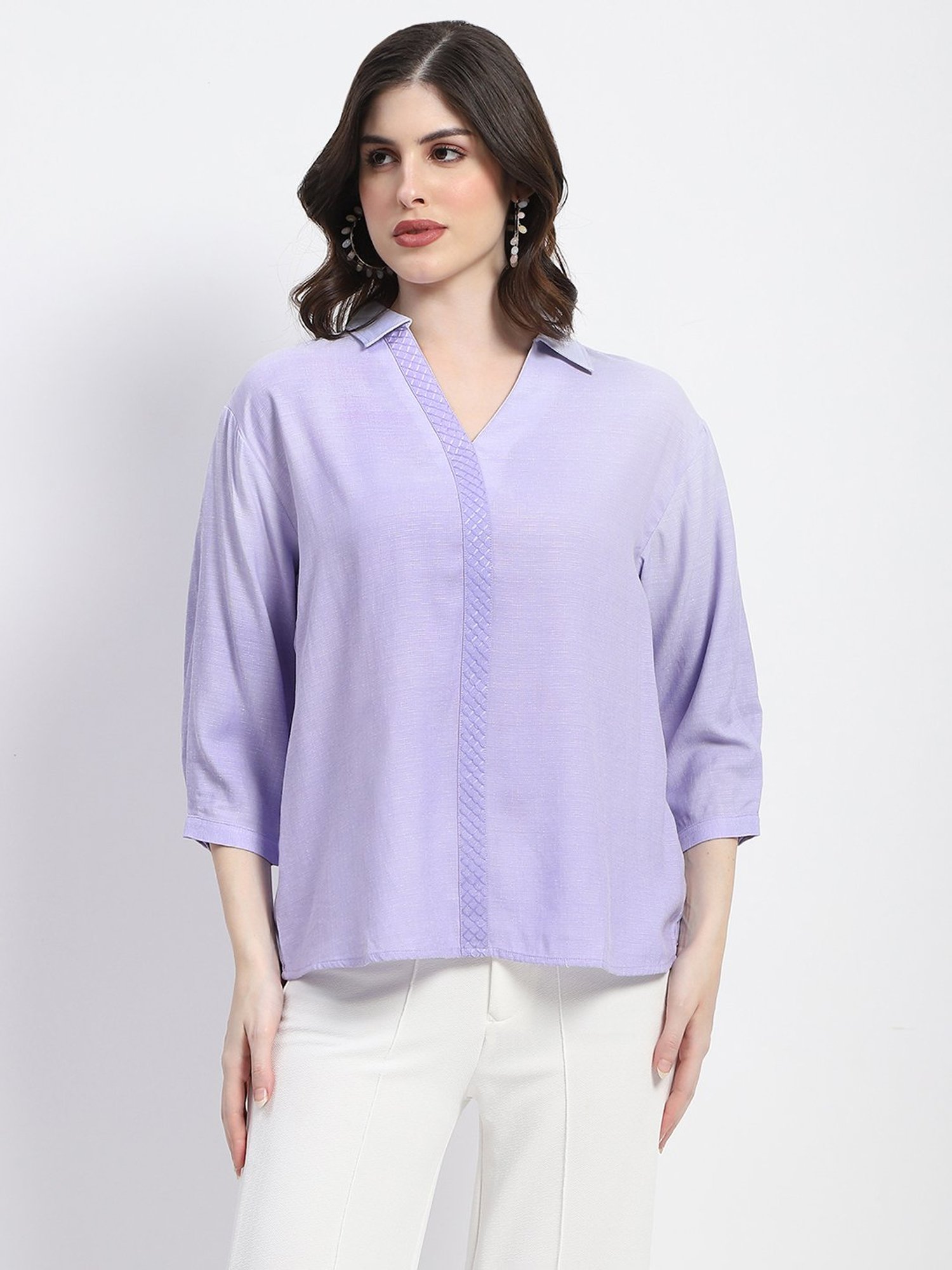 MADAME Lavender Textured Top