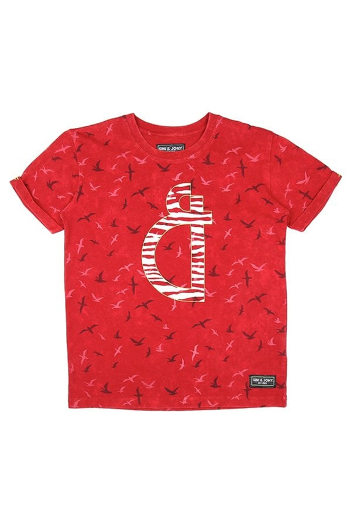 Gini & Jony Boys Red Printed T-Shirt
