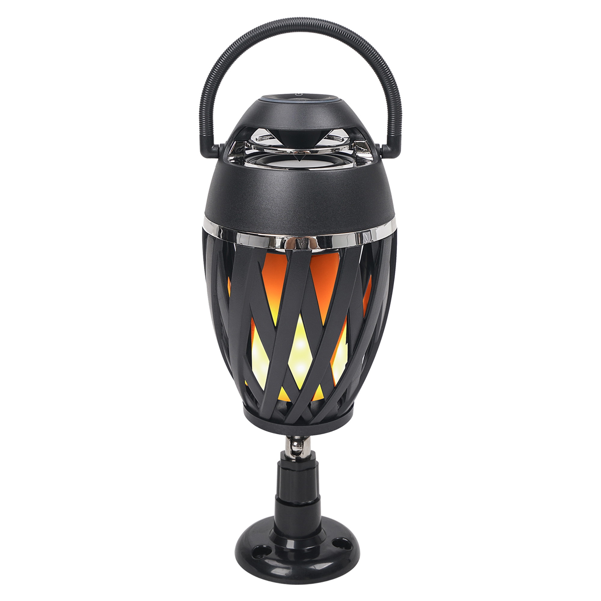 Sound Town Pair of Portable Bluetooth Speakers with LED Lights, True Wireless Stereo (TWS) Bluetooth, Wall Mount Brackets, and Decorative Flame, for Outdoors, House Party, Patio and Home