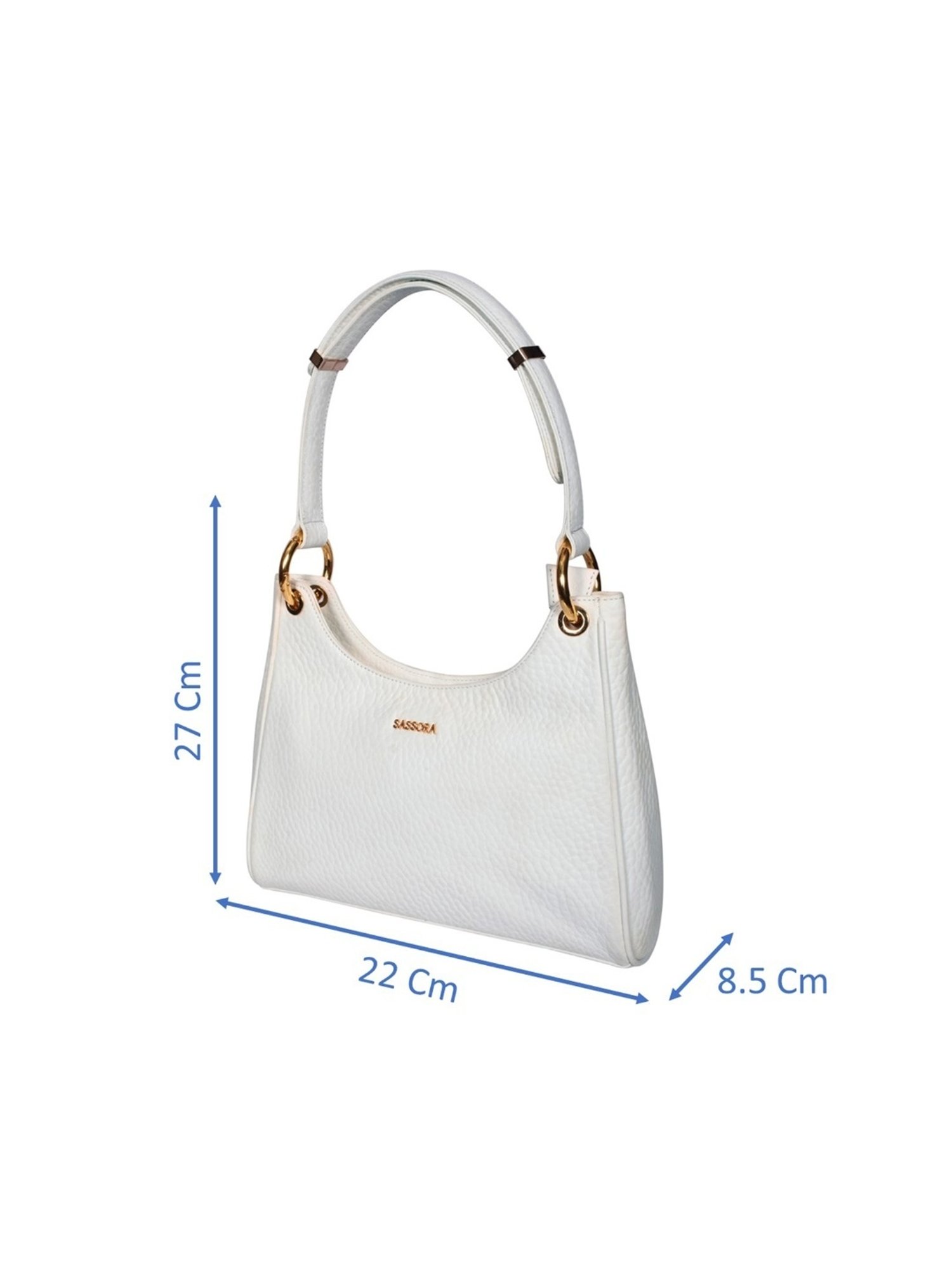 SASSORA FRIDA White Leather medium Hobo Bag