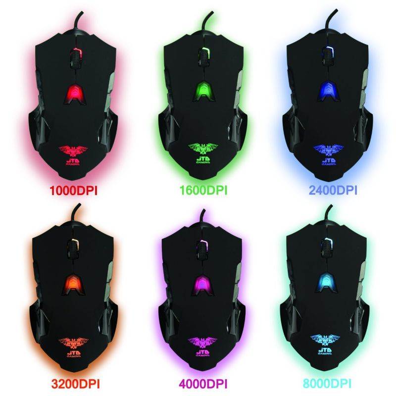 J-Tech Digital M999 Professional Gaming High Precision 200 to 8200 DPI Adjustable DPI LED Wired USB Laser Gaming Mouse for PC, 8 Programmable Buttons, 5 User Profiles, Omron Switches, Avago Sensor