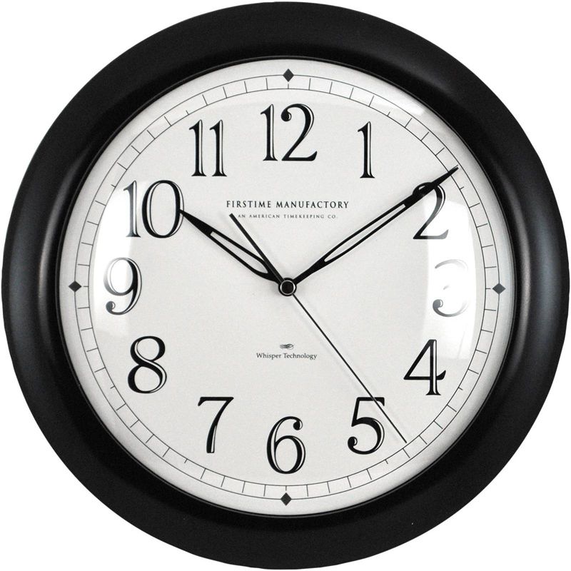 Whisper 11" Round Wall Clock Black - FirsTime