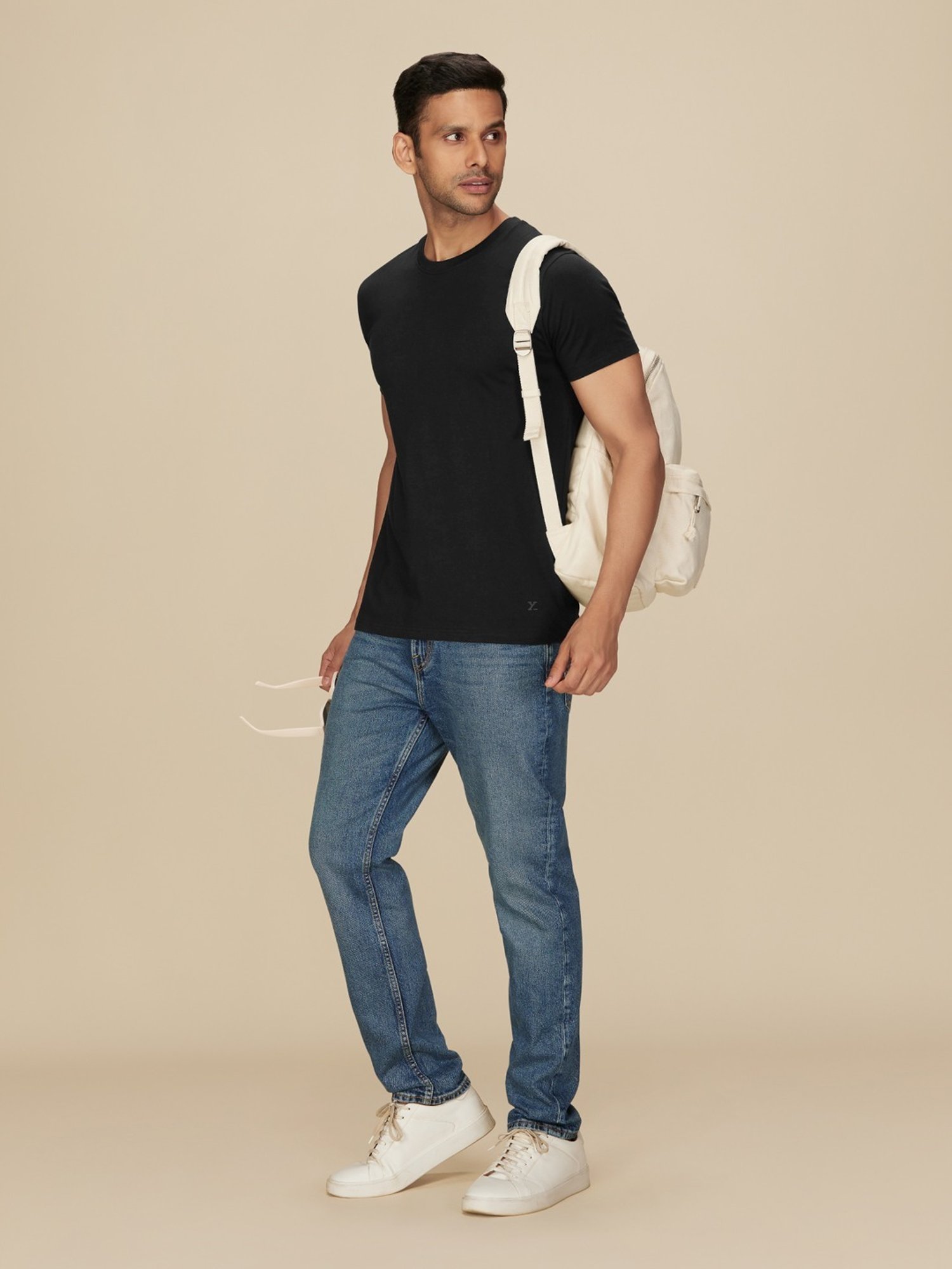 XYXX Pitch Black Cotton Regular Fit T-Shirts