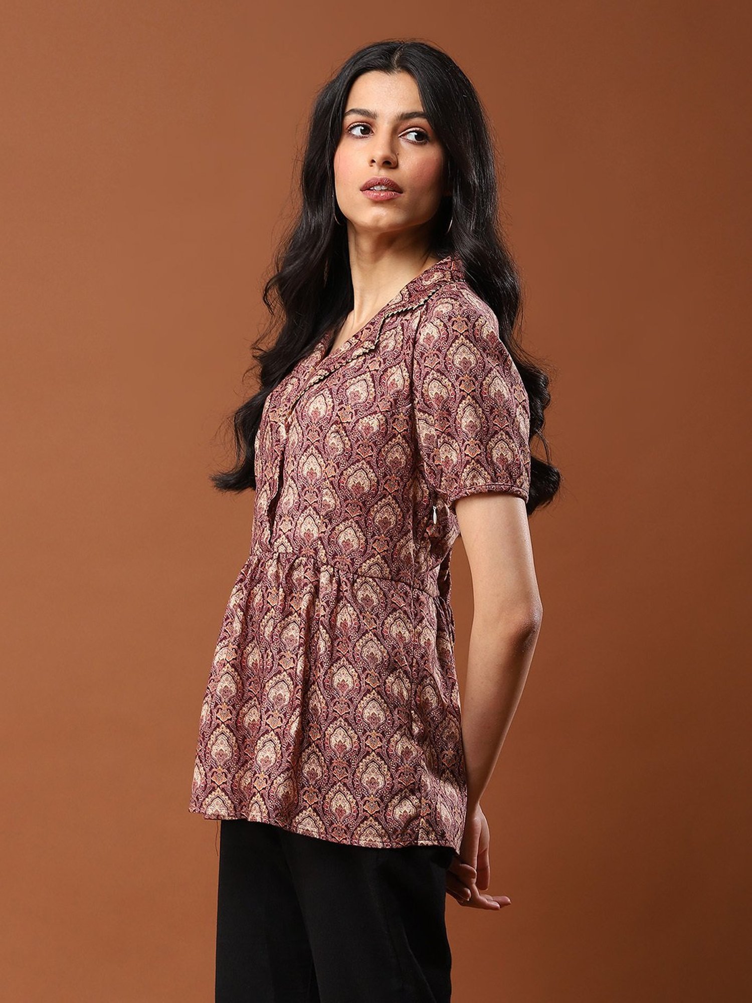 aarke Ritu Kumar Brown Printed Top