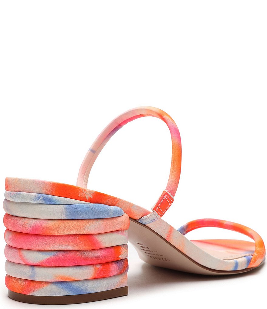 Schutz Kyra Tie-Dye Suede Sculptural Heel Dress Sandals