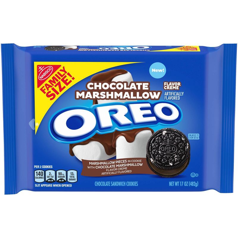 Oreo Chocolate Marshmallow Flavor Creme Chocolate Sandwich Cookies Family Size - 17oz