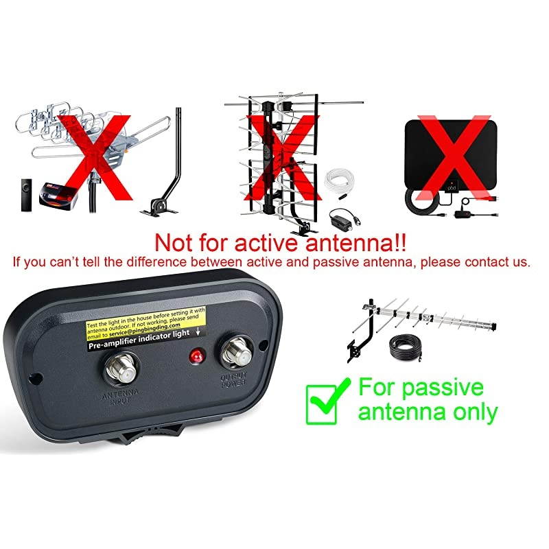 HDTV Preamplifier, TV Antenna Amplifier Signal Booster, HD Digital VHF UHF Amplifier, with 4G LTE Filter