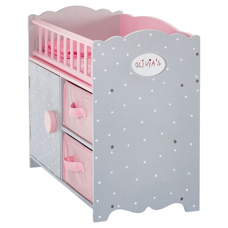 Olivia's Little World - Polka Dots Princess Baby Doll Crib with Cabinet and Cubby