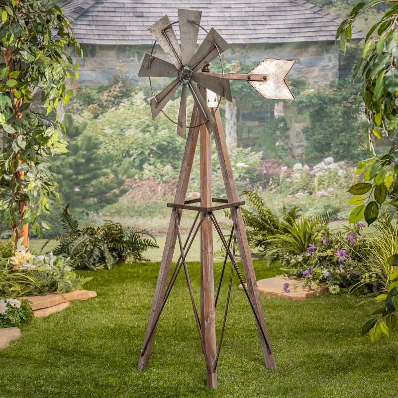 Gerson International 59-Inch High Metal and Wood Windmill Yard D'ecor