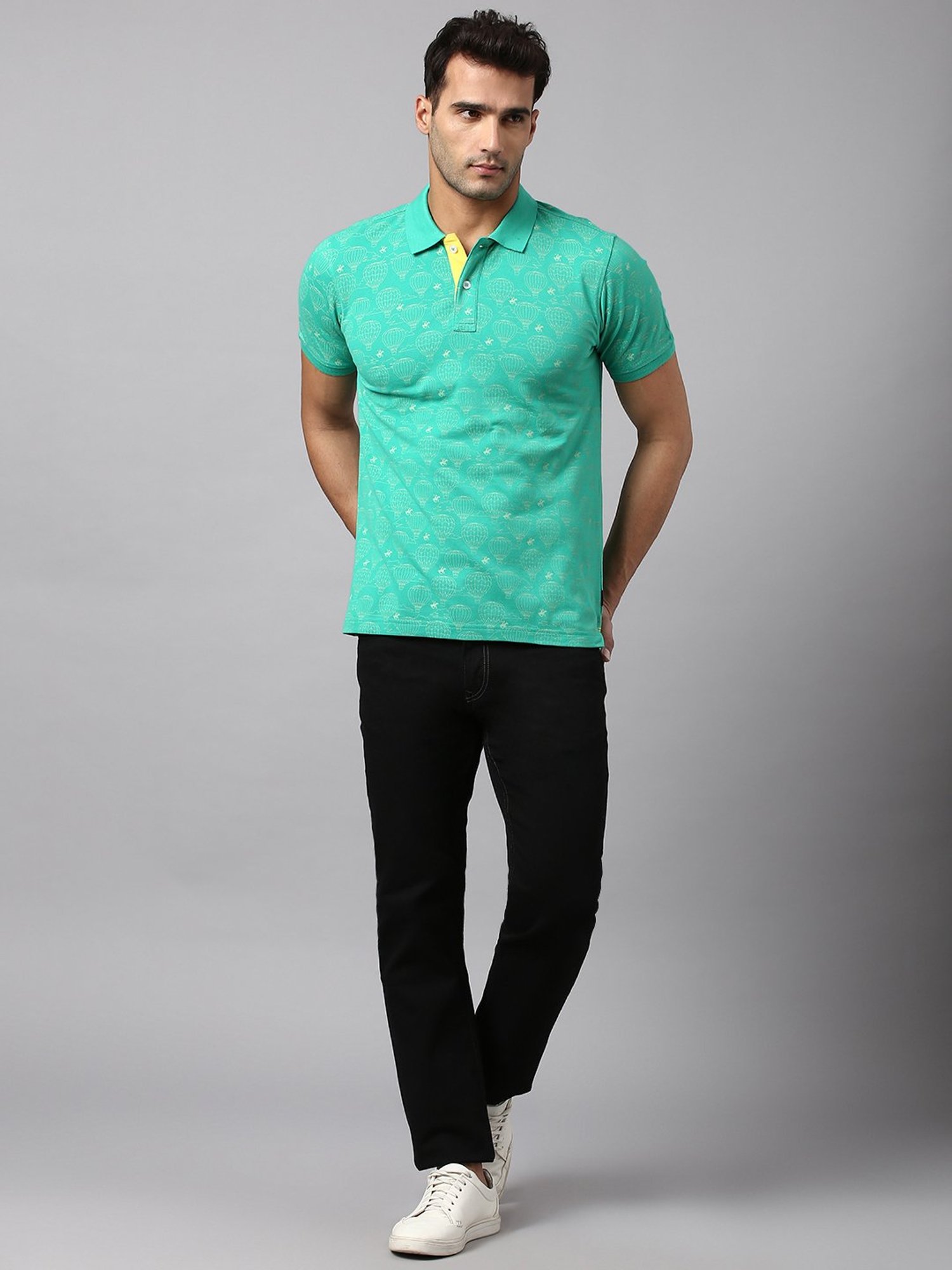 Beverly Hills Polo Club Green Regular Fit Cotton Polo T-Shirt