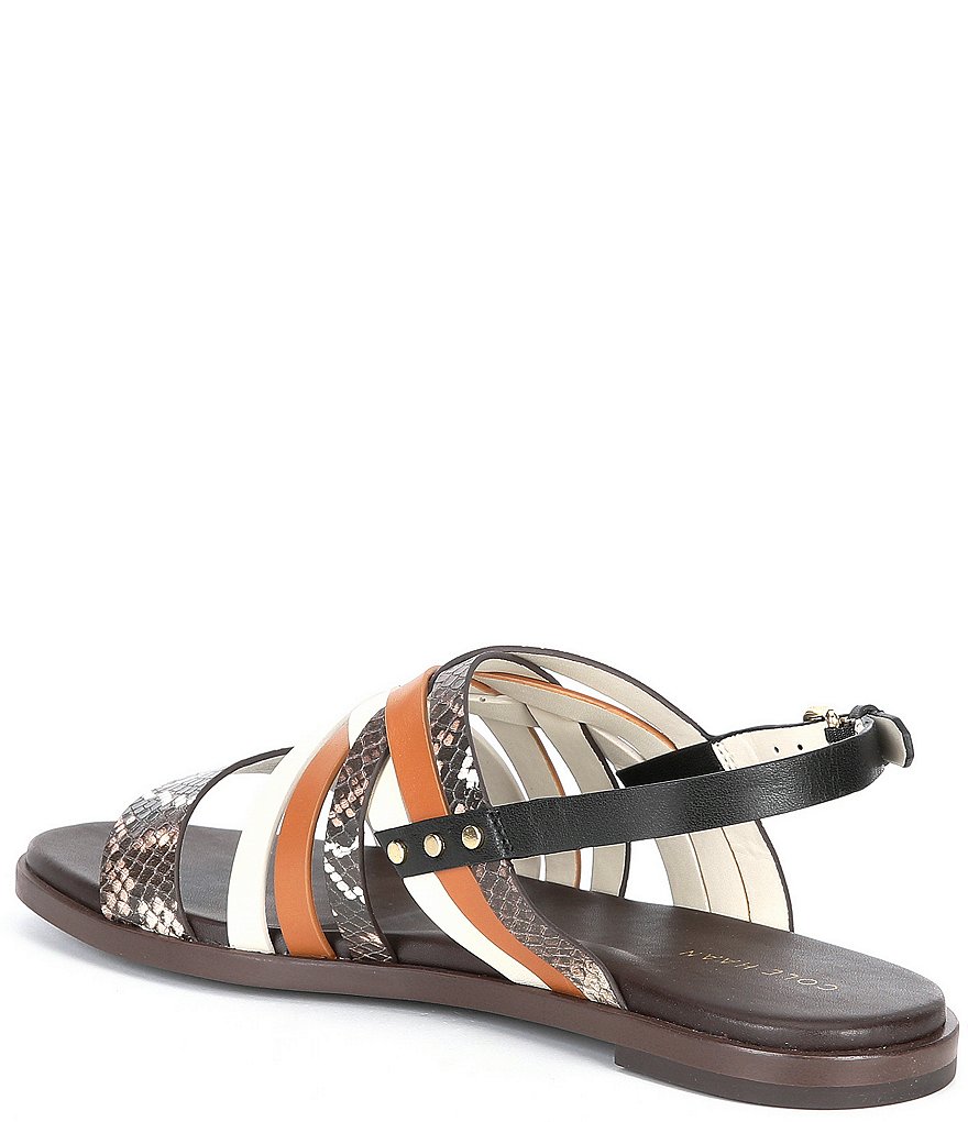 Cole Haan Francie Leather Snake Print Color Block Sandals
