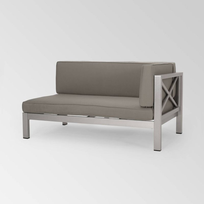 La Vista 5pc Aluminum V-Shaped Sectional Sofa Set - Silver/Khaki - Christopher Knight Home