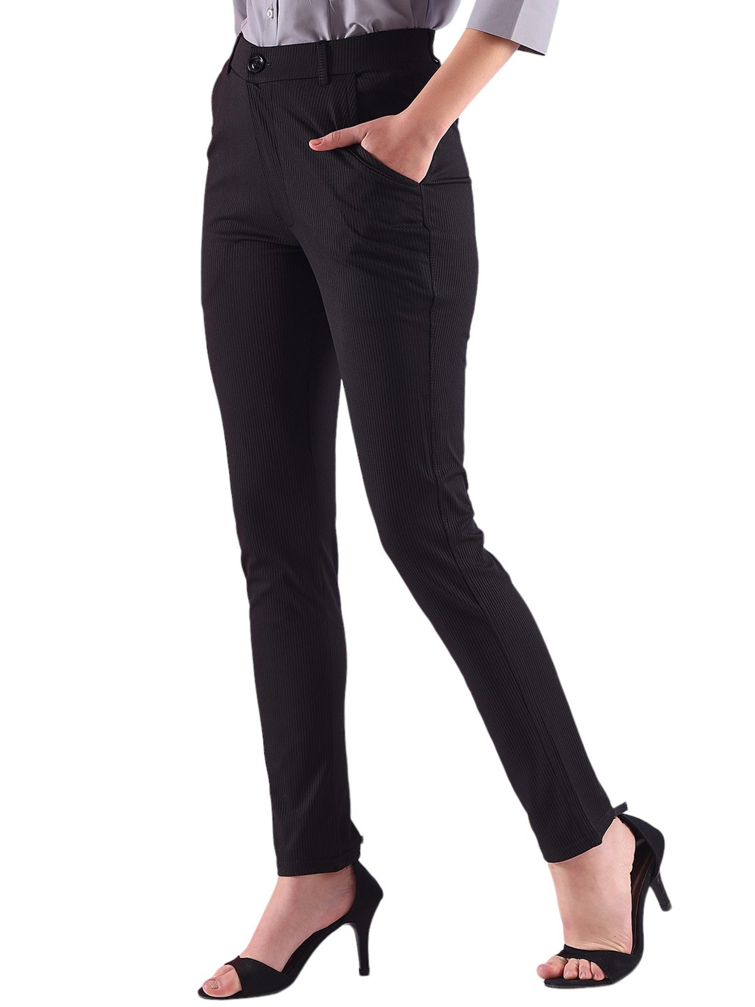 FITHUB Black Skinny Fit High Rise Trousers