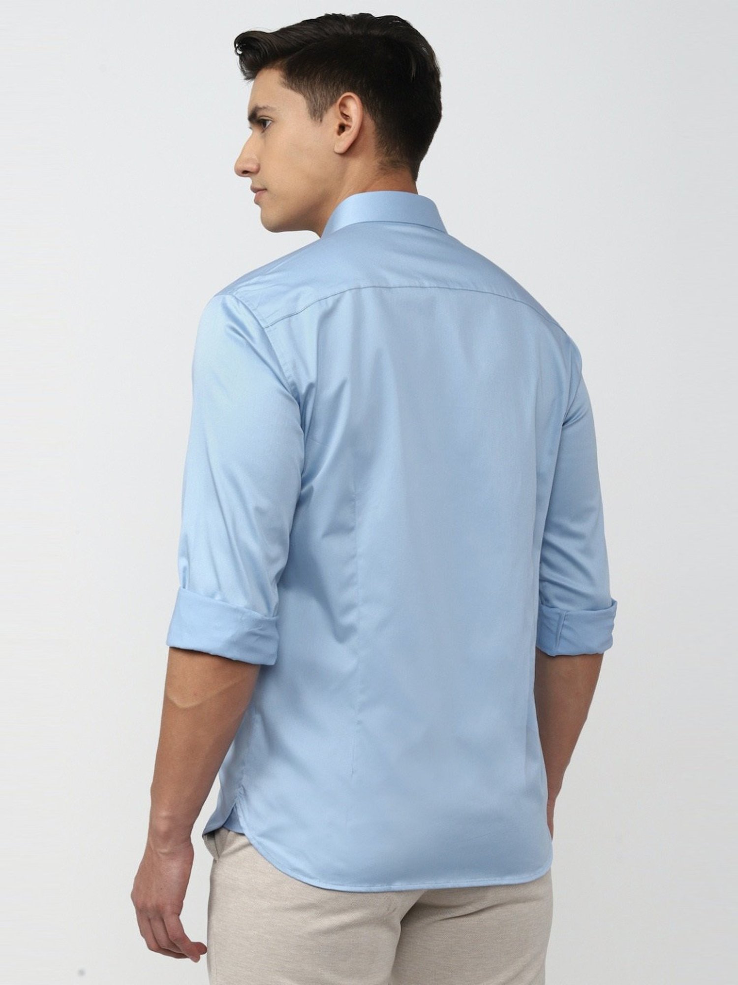 V Dot Blue Slim Fit Shirt