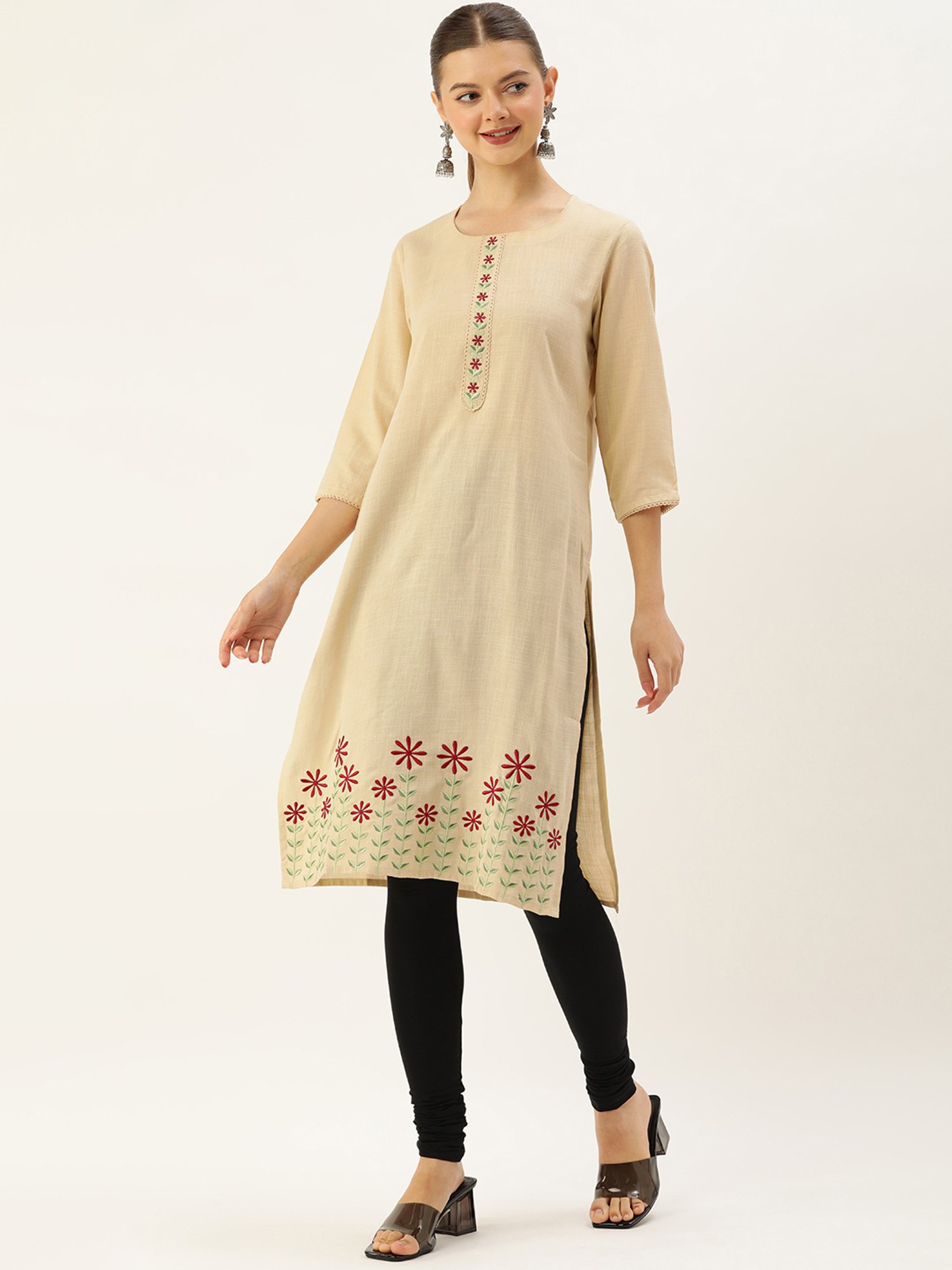 Amukti Black Regular Fit Mid Rise Leggings