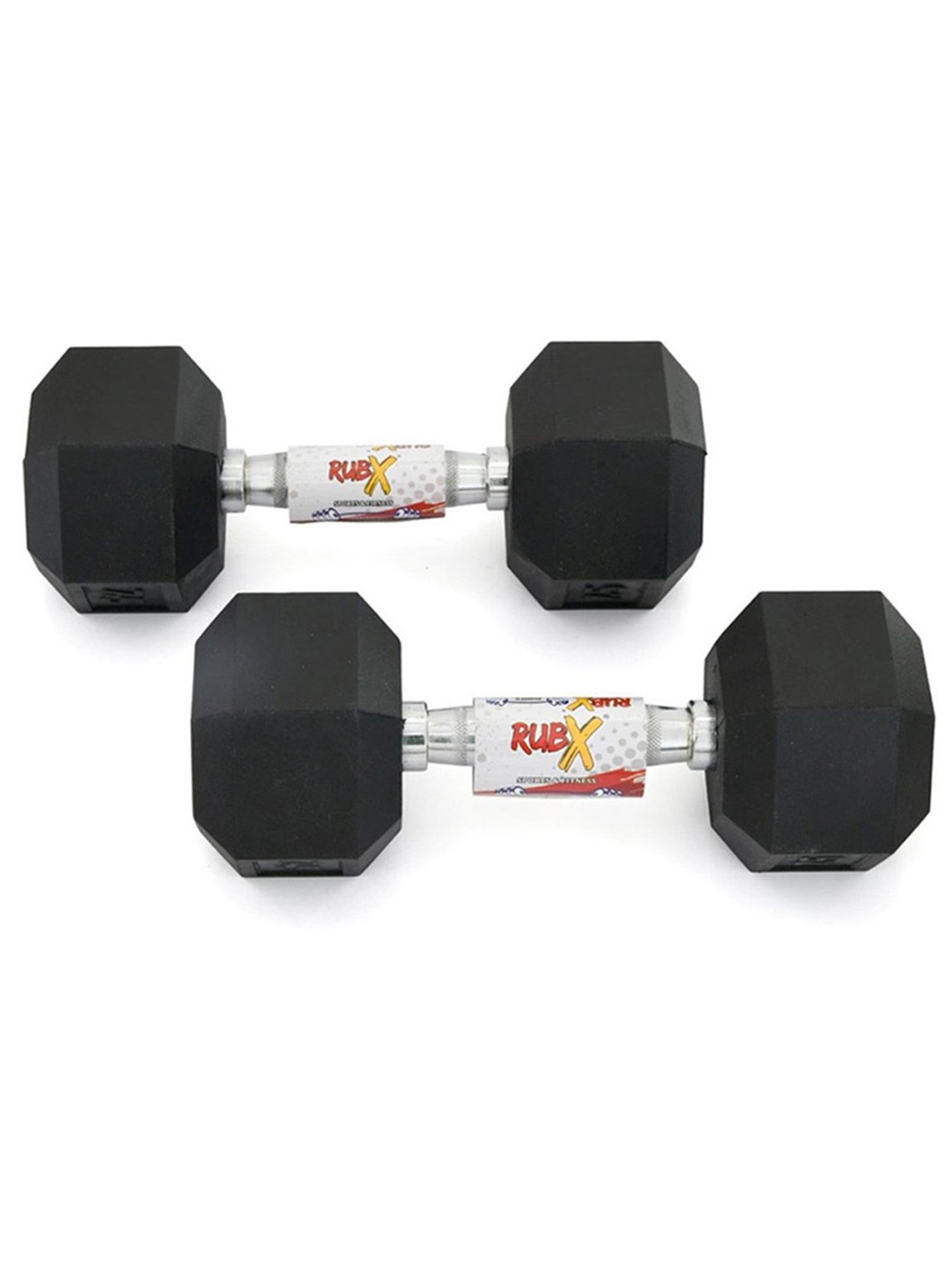 RUBX Rubber Coated Professional Exercise Hex Dumbbells (Pack of Two) 10 Kg x 2pc (Total = 20 kg)