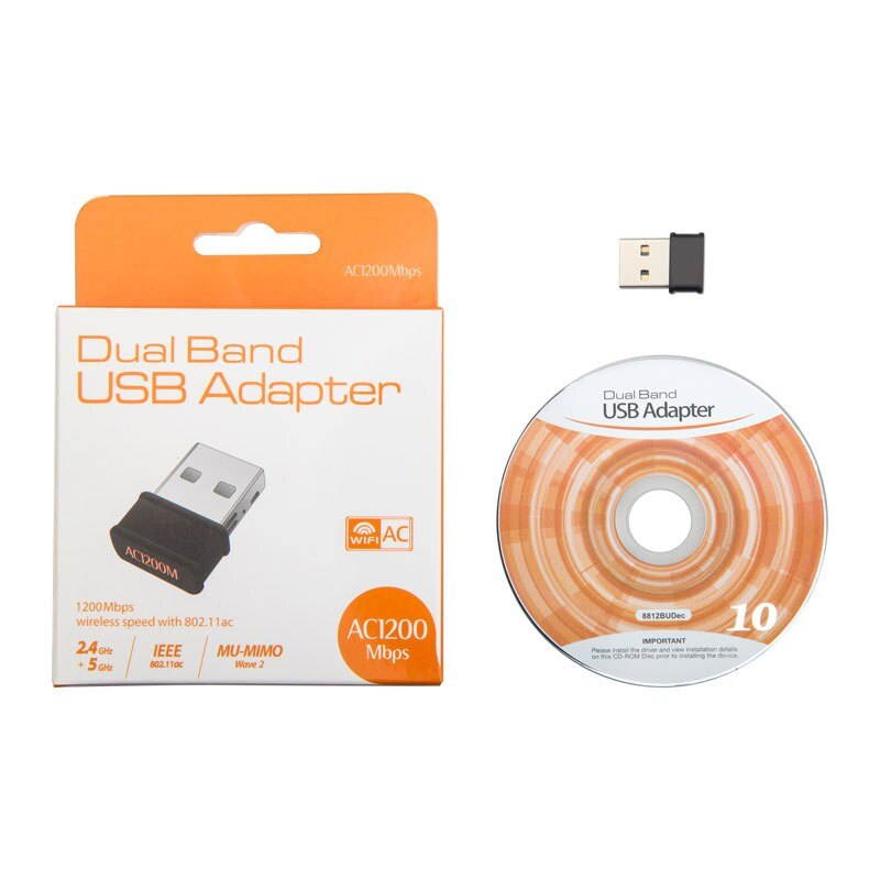 1 pcs 2.4G & 5G Dual Bands Network Card Mini Wifi USB Adapter Receiver 1200 Mbps For Window Mac os Linux with CD Network Card