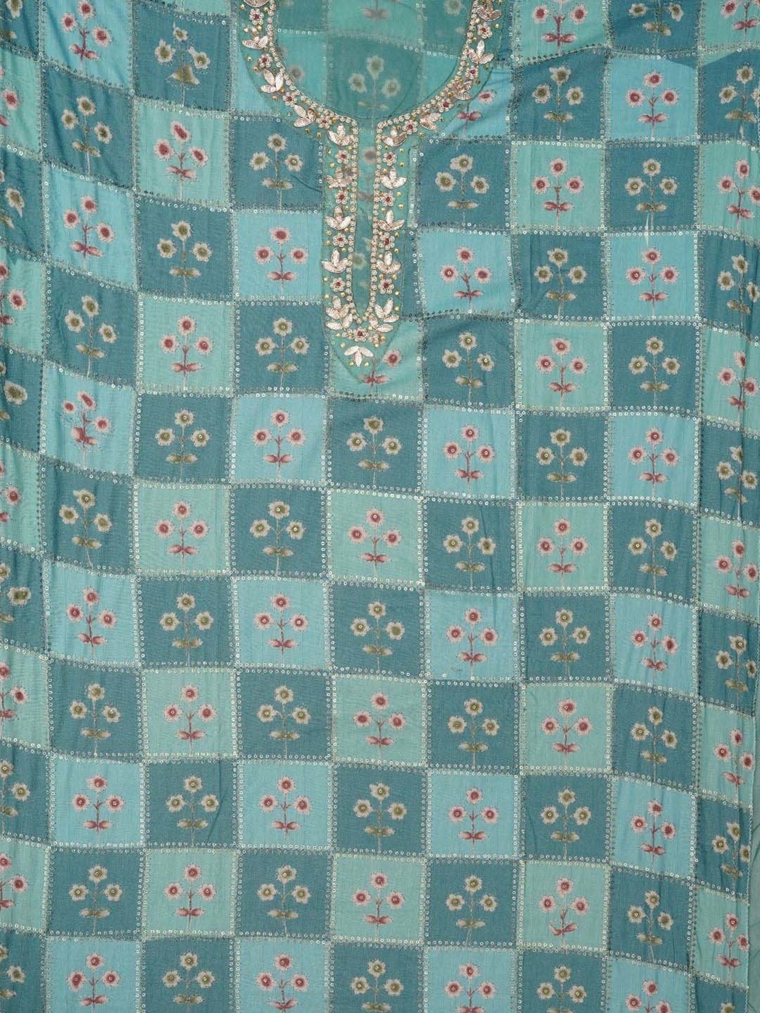 Jaipur Kurti Blue Embroidered Unstitched Dress Material