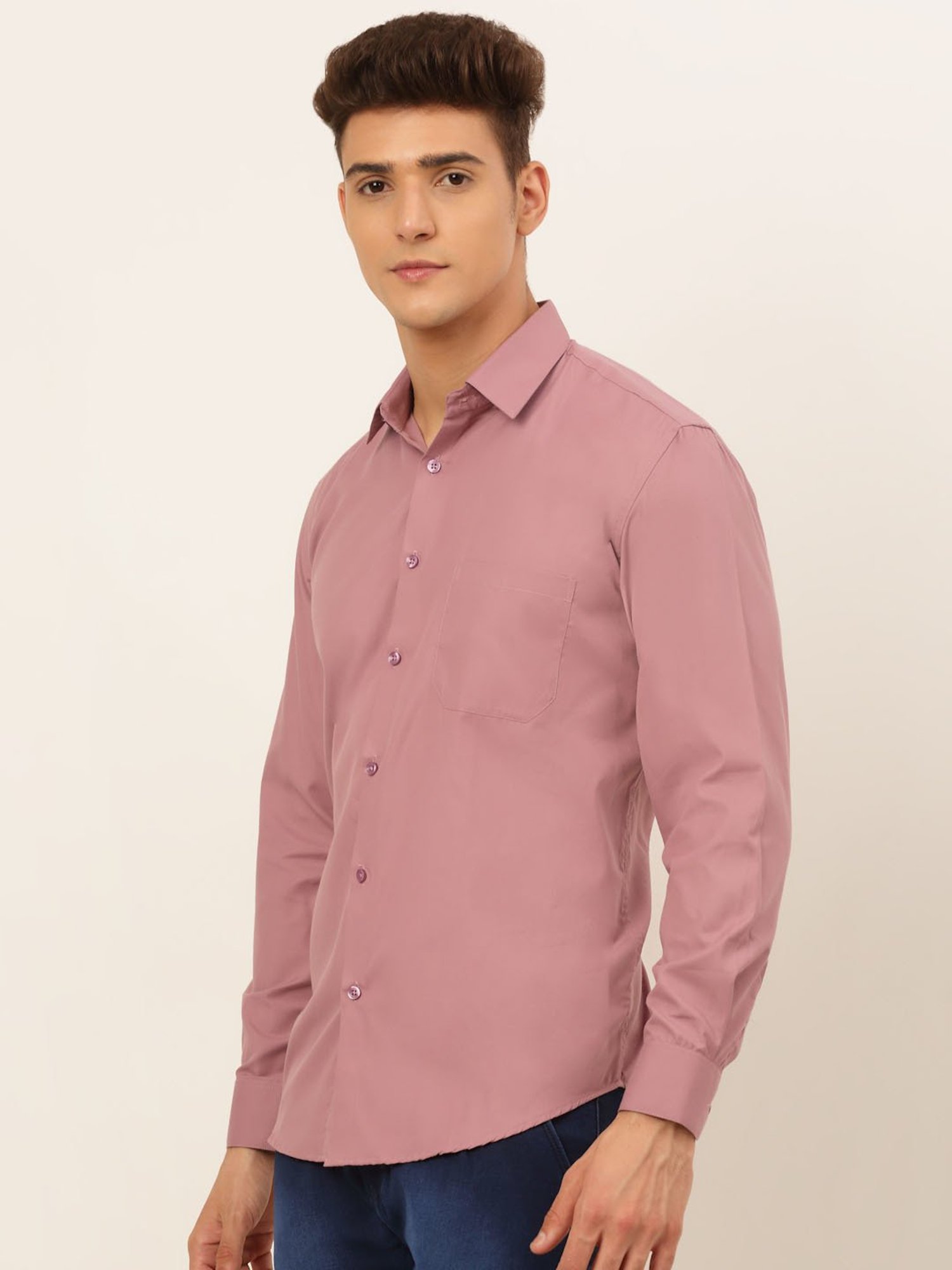 Jainish Magenta Cotton Regular Fit Shirt
