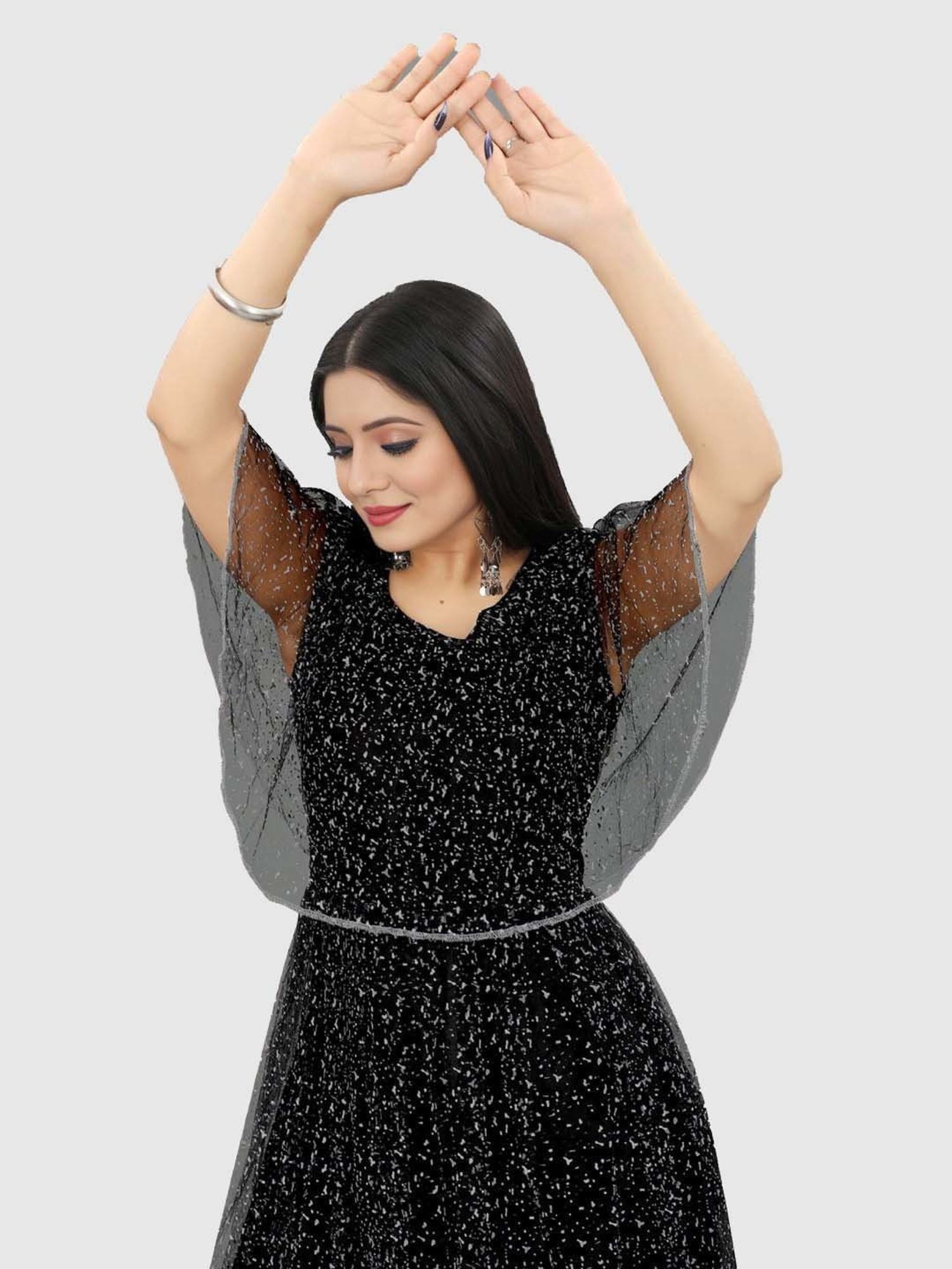 APNISHA Black Printed Maxi Dress