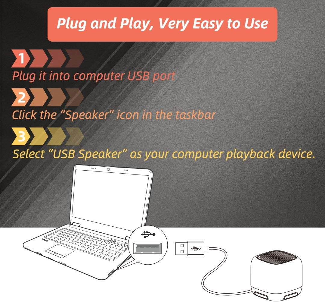 USB Computer Speaker, PC Speakers for Desktop Computer, Small Laptop Speaker with Hi-Quality Sound, Loud Volume and Rich Bass