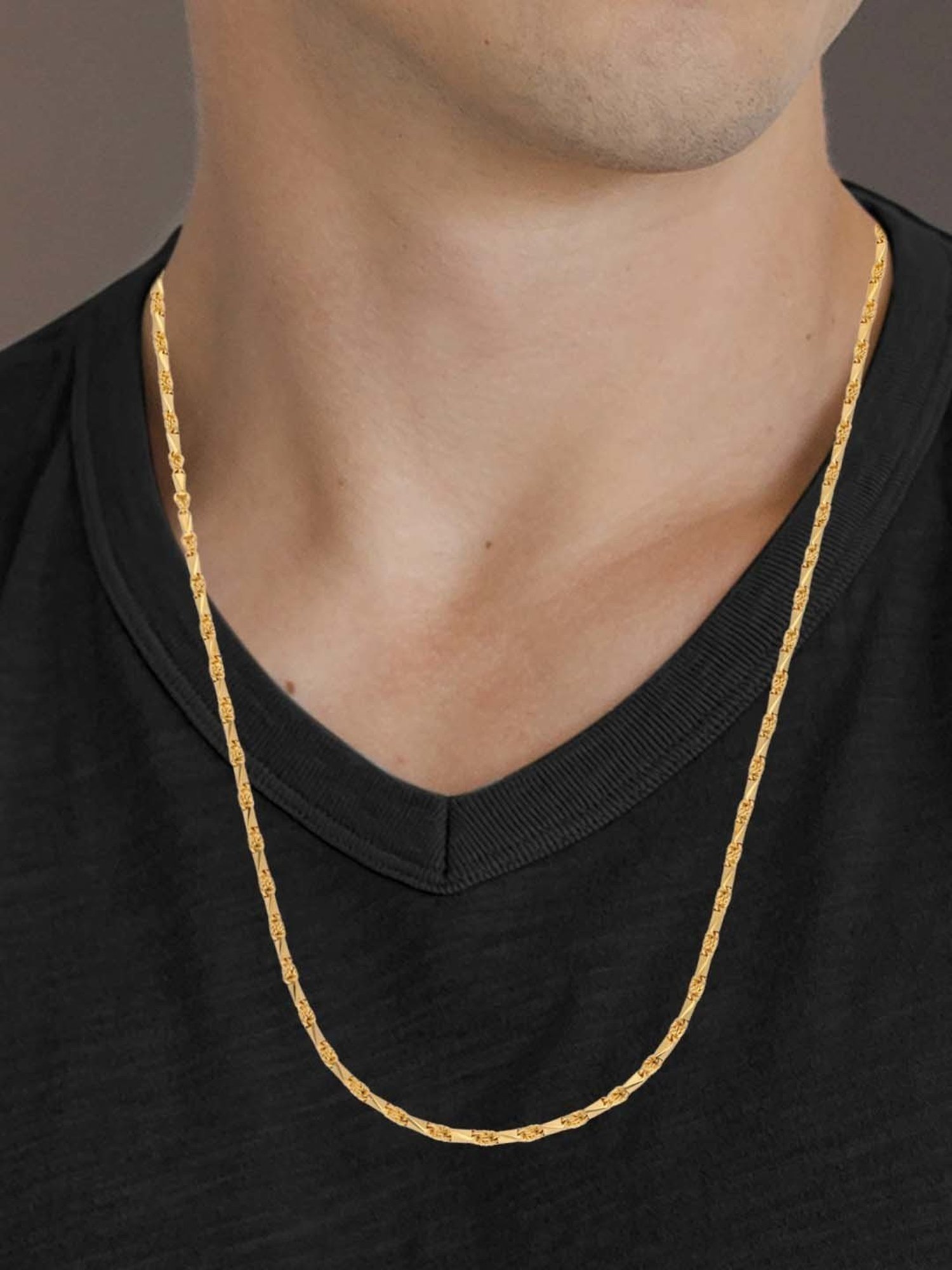 CKC Plain Gold Chain with Knot and Bulb Motif: Timeless Sophistication