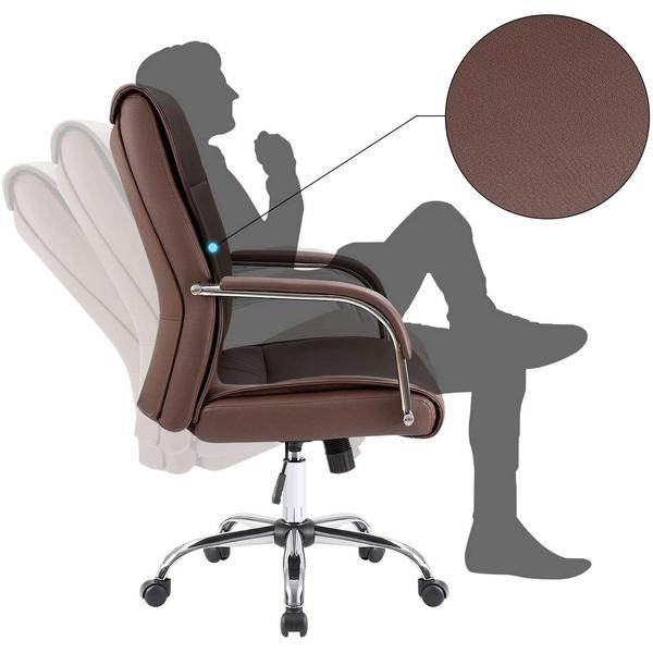 Furmax High Back Office Desk Chair Conference Leather Executive with Padded Armrests, Adjustable Ergonomic Swivel Task Chair with Lumbar Support (White)