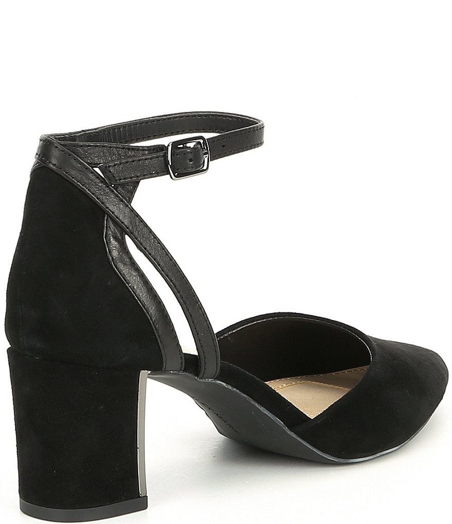 Alex Marie Nelvin Suede Ankle-Strap Block Heel Pumps