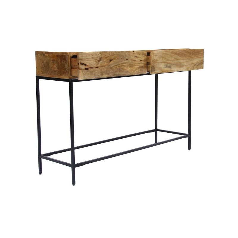 Mango Wood and Metal Console Table Natural Oak - The Urban Port