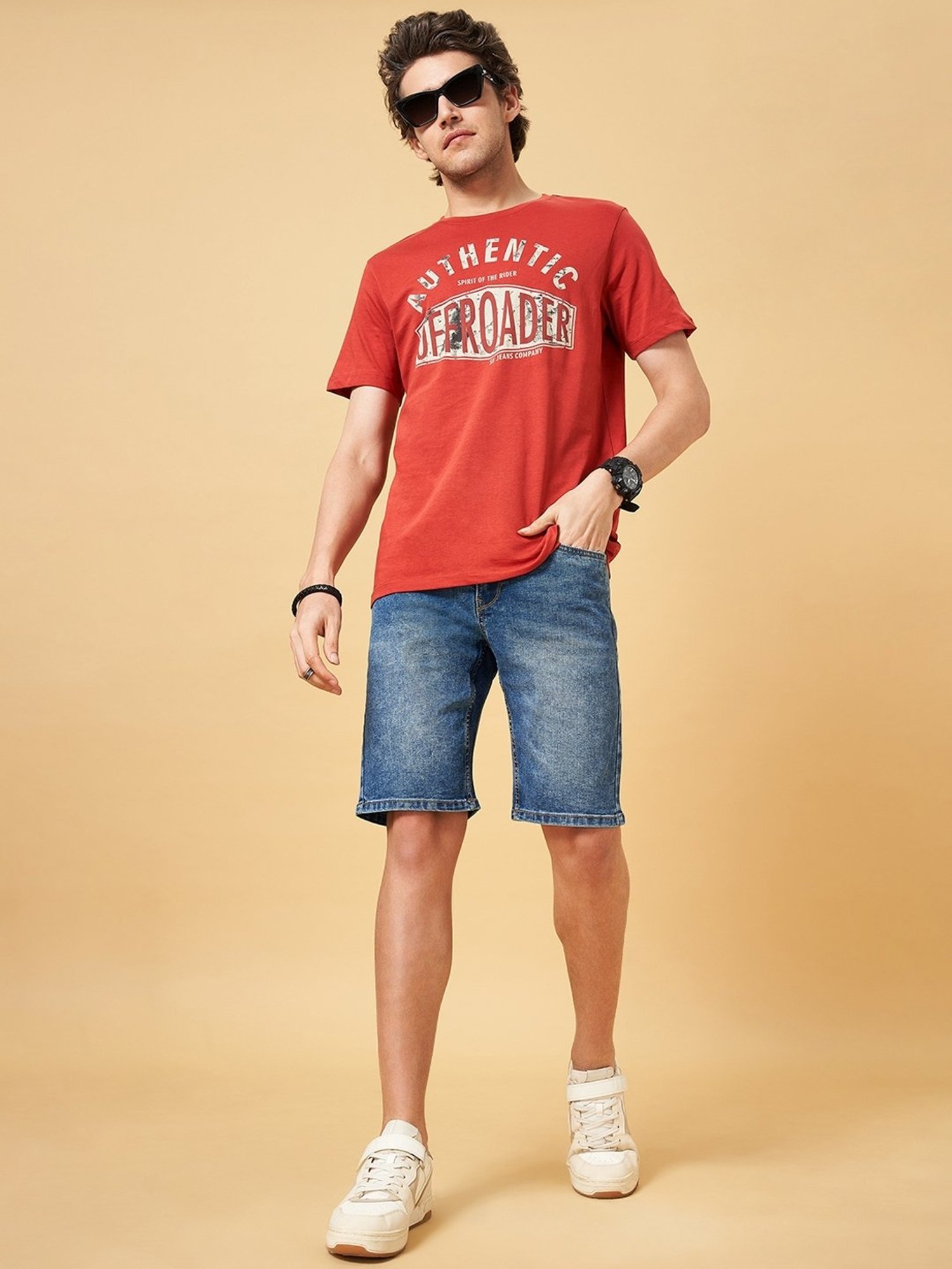 SF Jeans by Pantaloons Blue Cotton Regular Fit Denim Shorts