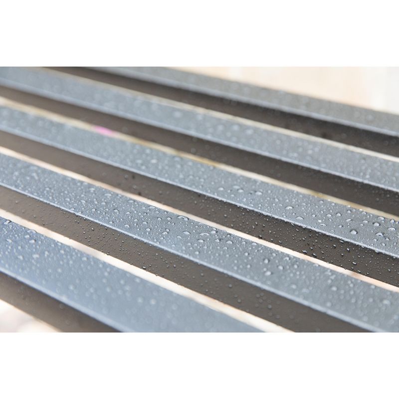 Gardenised Black Outdoor Steel Park Bench Cast Iron Scrollwork Backrest Garden Lawn Decor