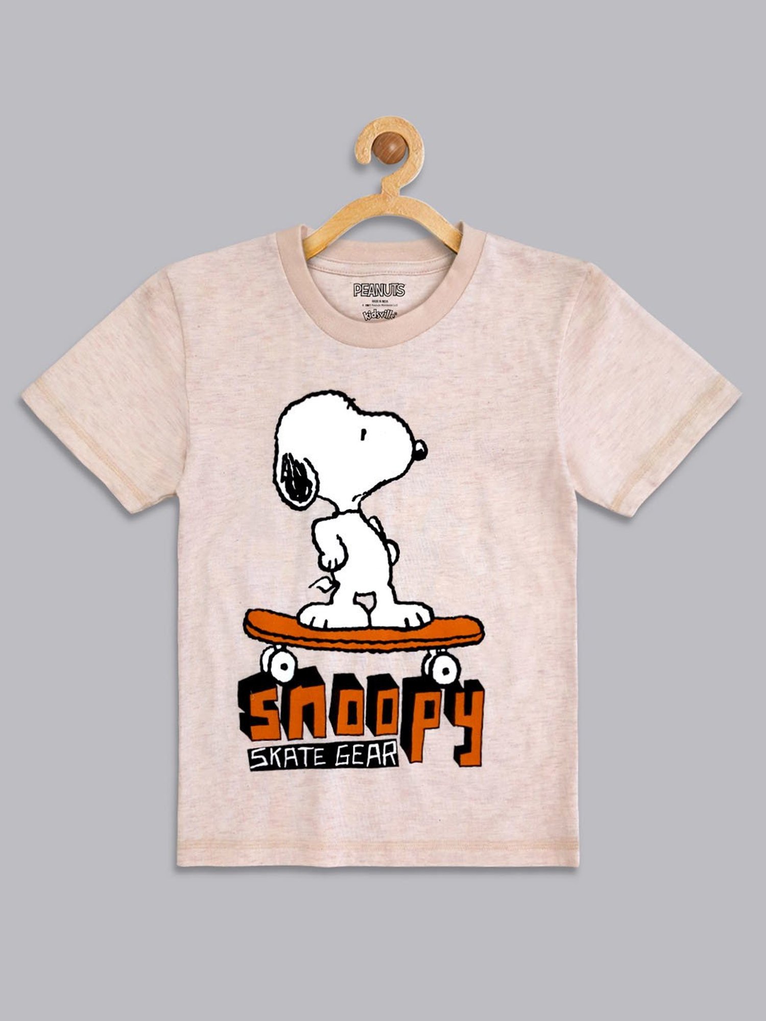 Kidsville Beige Printed T-Shirt