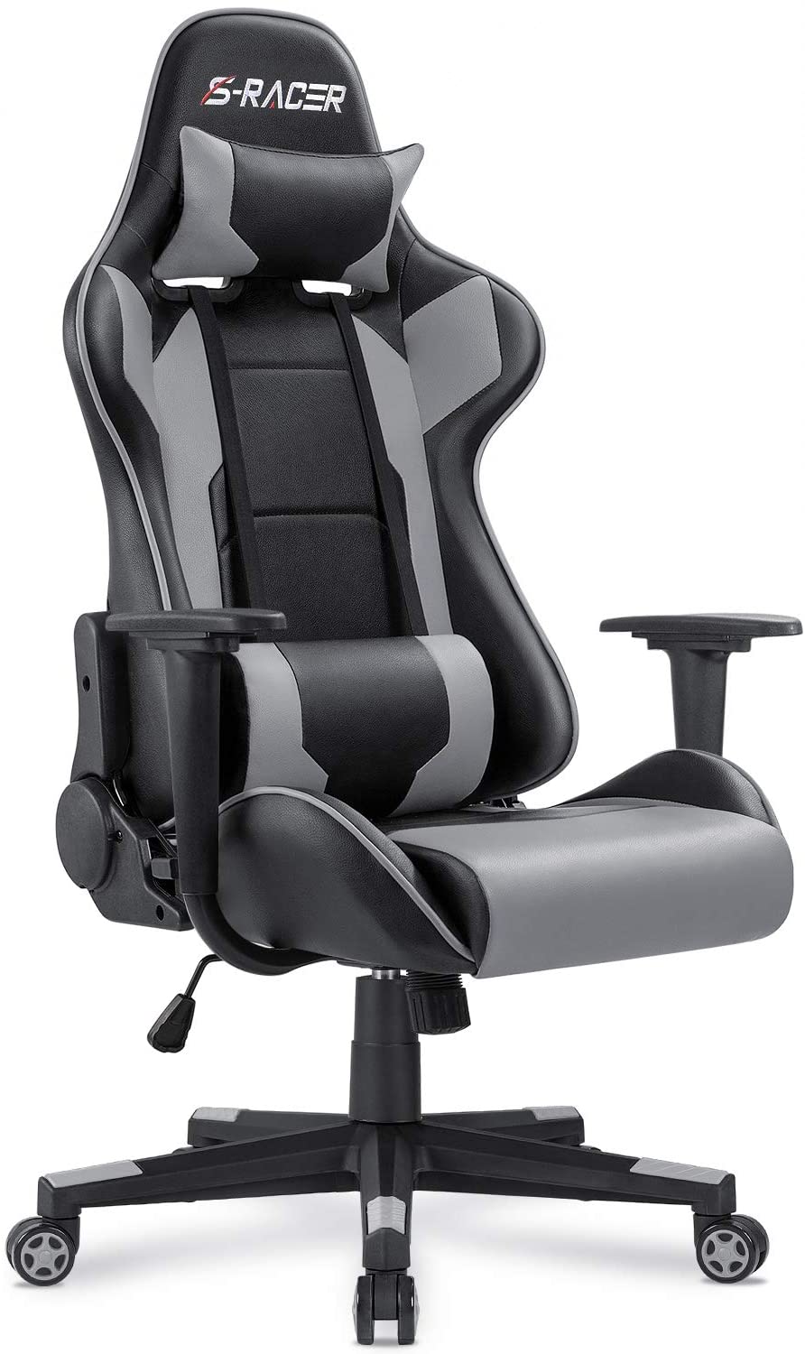 Homall Gaming Chair Office Chair High Back Computer Chair PU Leather Desk Chair Racing Executive Ergonomic Swivel Task Chair, Seat Height Adjustable, with Headrest and Lumbar Support (Blue)