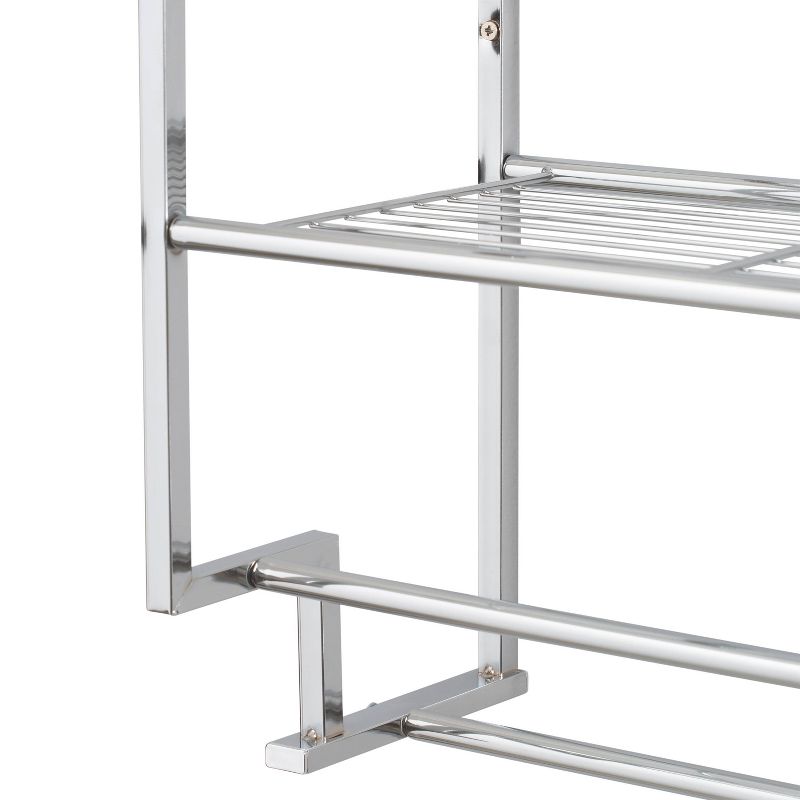 Two Tier Wall Mounting Rack with Towel Bar Silver - Neu Home