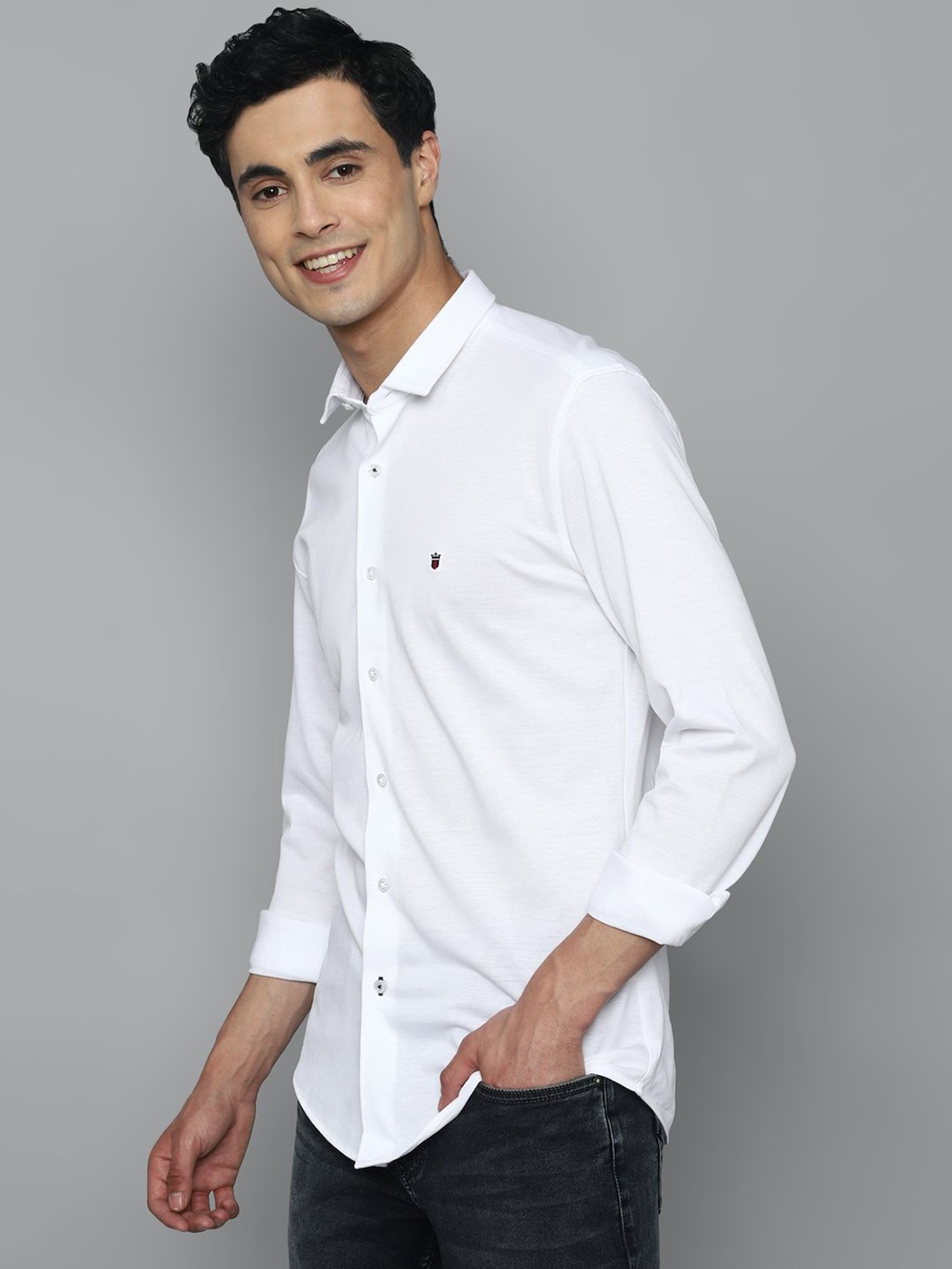 Louis Philippe Sport White Slim Fit Cotton Shirt