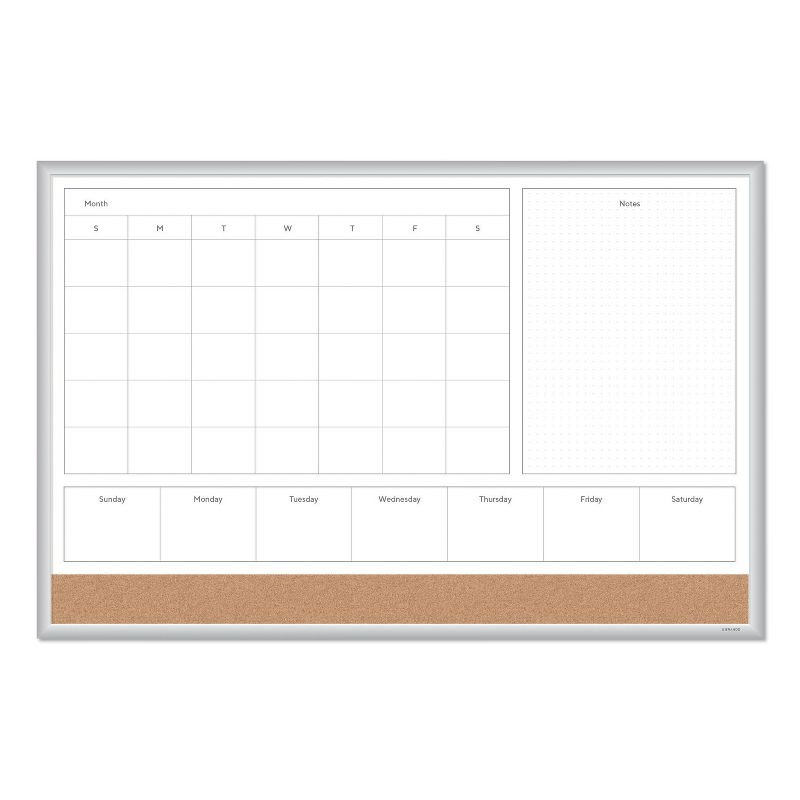U Brands 4N1 Magnetic Dry Erase Combo Board, 36 x 24, White/Natural 3891U0001