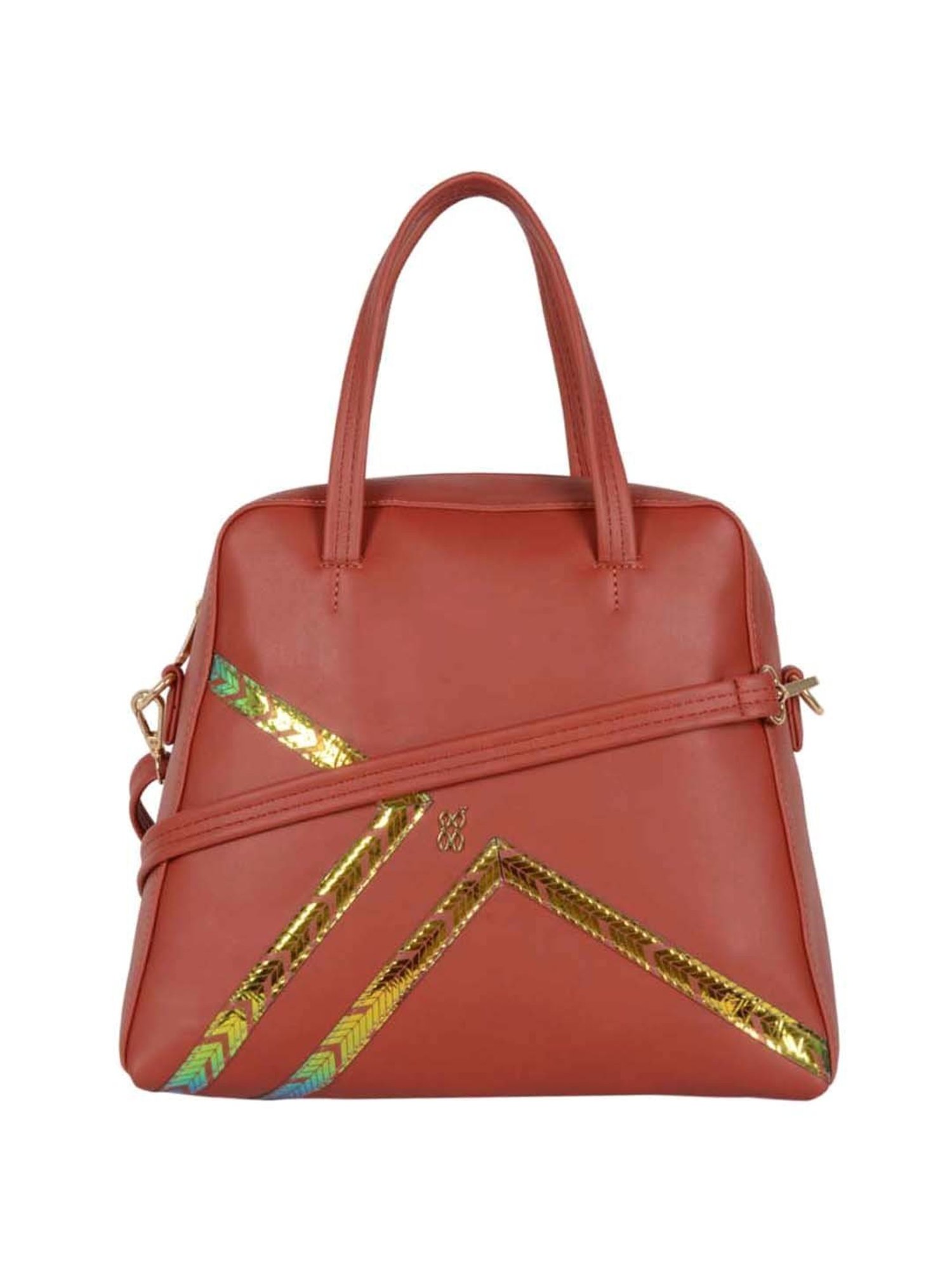 Baggit Red Textured Medium Bowler Bag