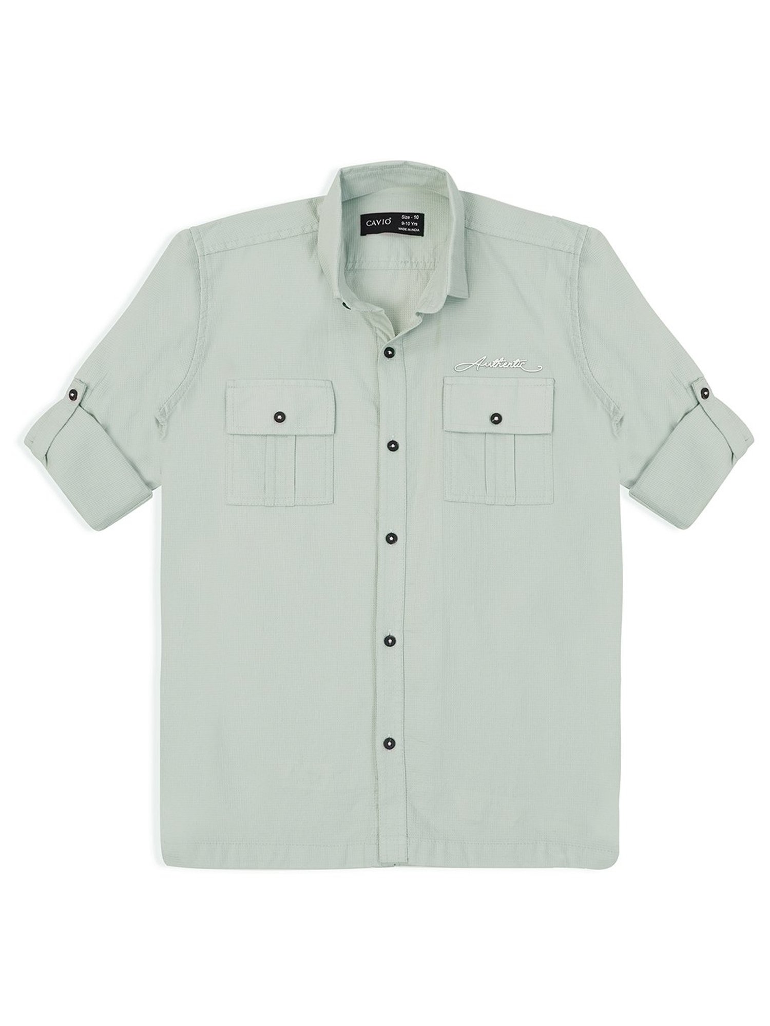 Cavio Boys Light Green Solid Full Sleeves Shirt