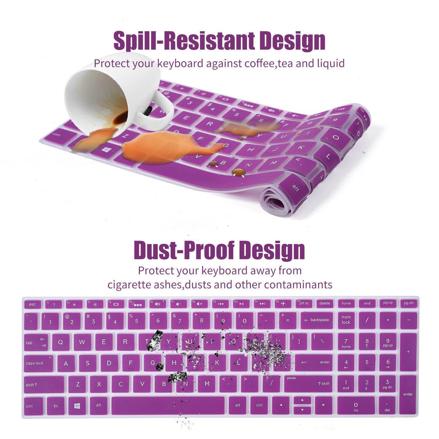 Keyboard Cover for 2018 HP Envy x360 2-in-1 15.6" Touch-Screen Laptop / 2018 Newest HP Pavilion 15.6 Inch Series / 2018 HP Envy 17.3" Touch-Screen Laptop Protective Skin,