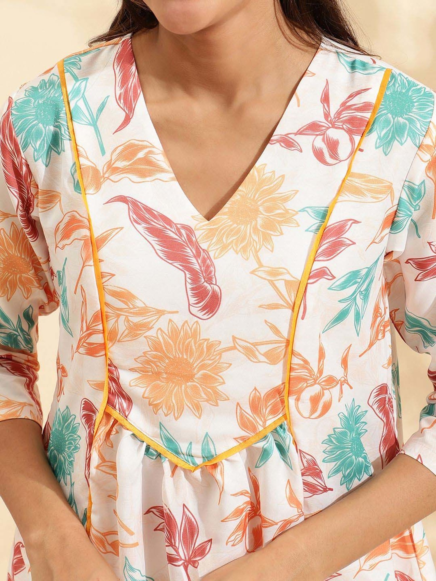 Sringam White Printed Co-Ord Sets