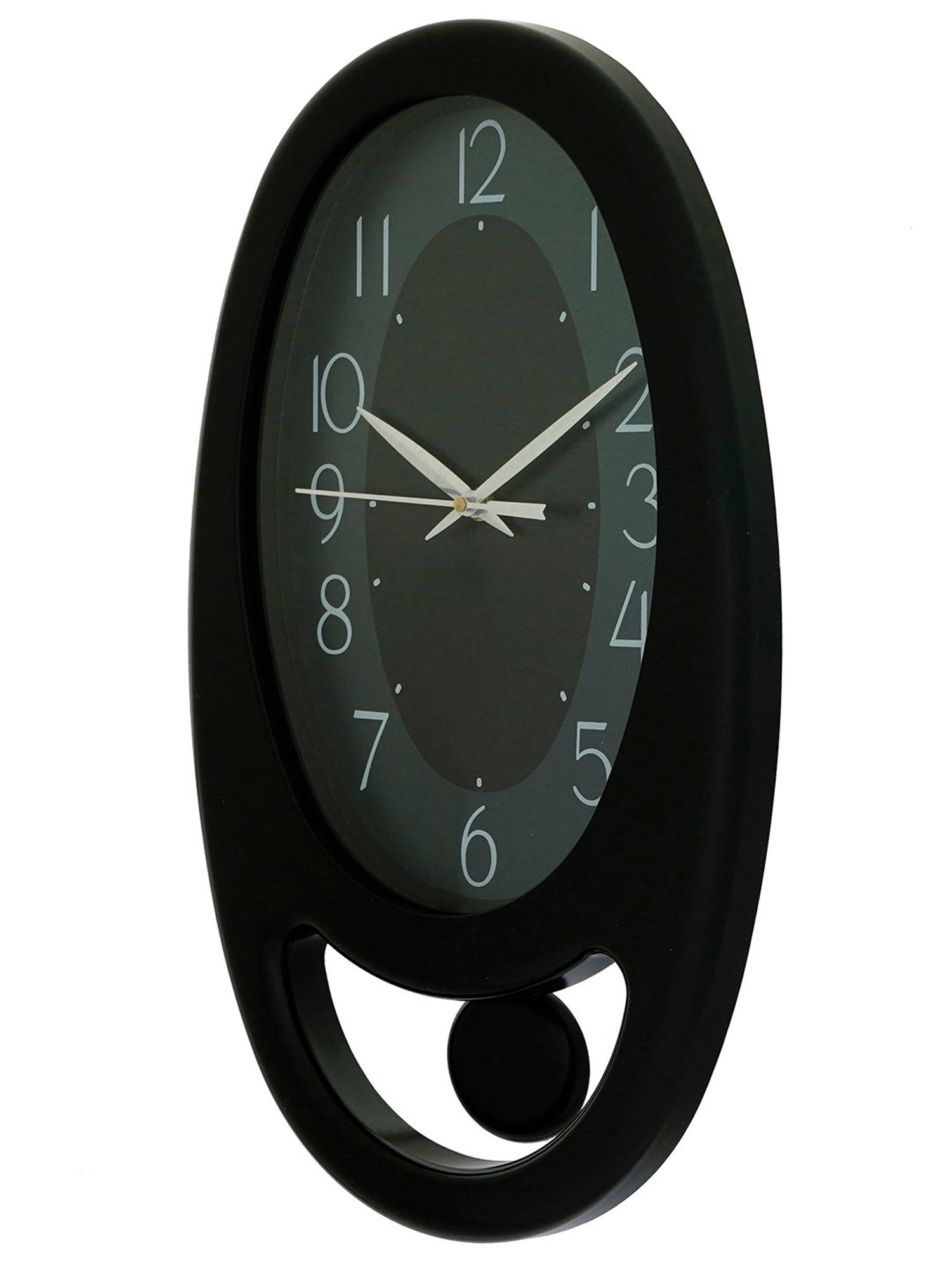 CHRONIKLE Oval Black Plastic Wall Clock