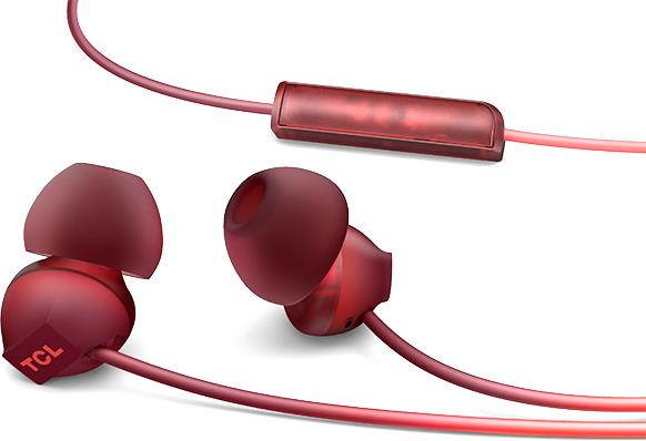 TCL Sunset Orange In-ear Headphones with Mic - SOCL300OR - Stereo - Wired - 28 Ohm - 10 Hz - 23 kHz - Earbud - Binaural - In-ear - Sunset Orange, Translucent